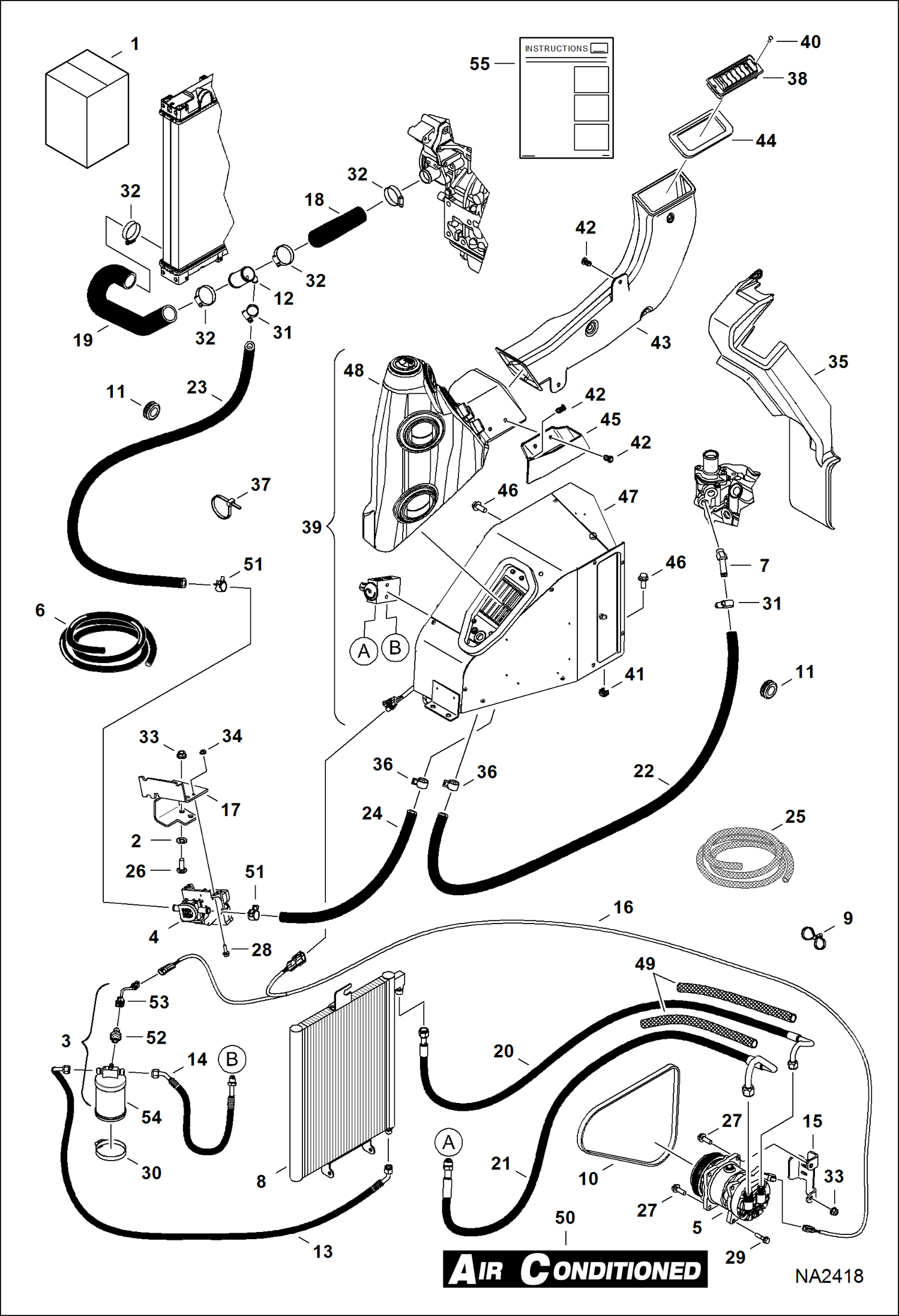 Схема запчастей Bobcat E32 - HEATER & A/C (HVAC Kit) (S/N A94H11001 - 13167, AC2N11001 - 13067) ACCESSORIES & OPTIONS