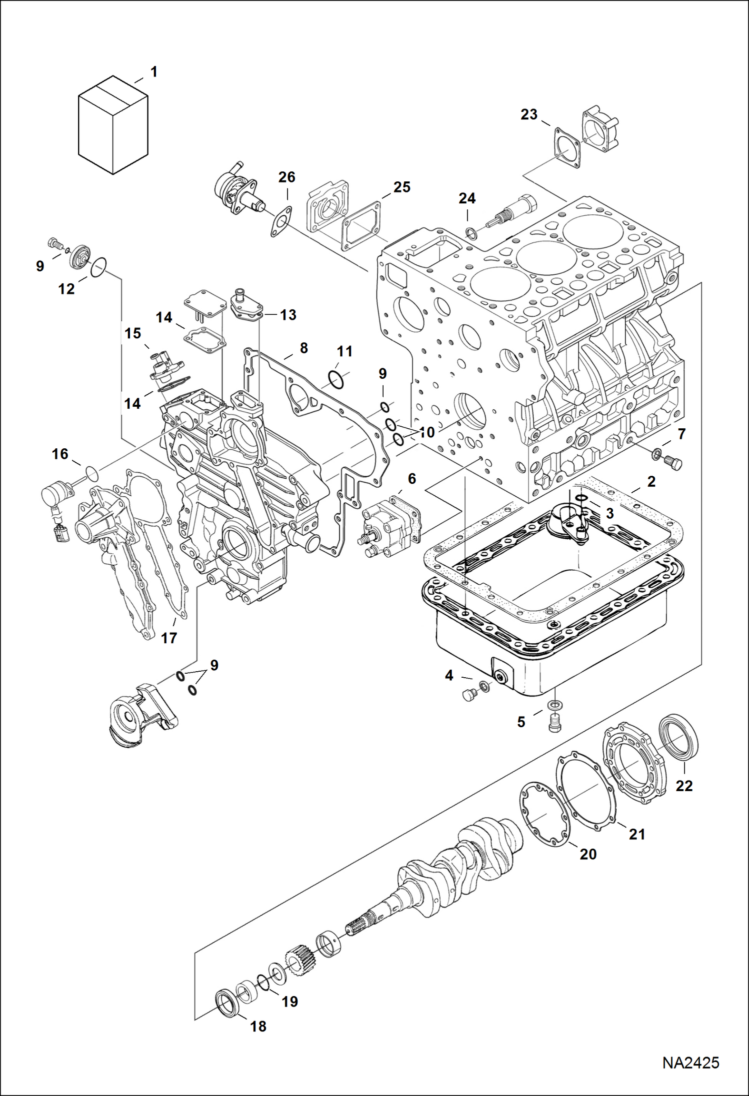 Схема запчастей Bobcat E32 - LOWER GASKET KIT POWER UNIT