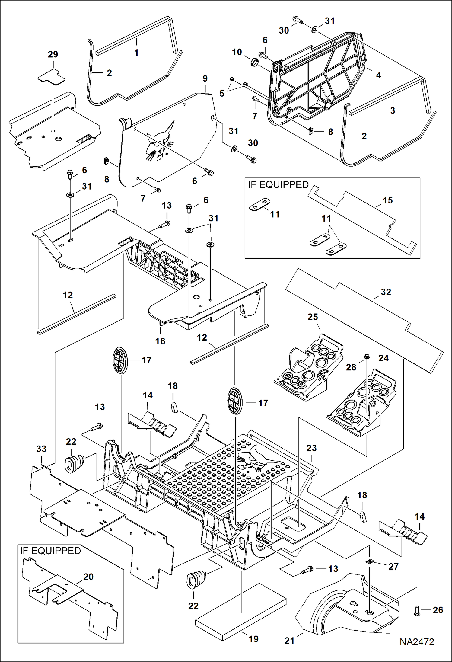 Схема запчастей Bobcat S-Series - PANEL (Floor Pan) (Manual Controls) (S/N ACS711001 - 11119, ACSL11001 - 11110) MAIN FRAME