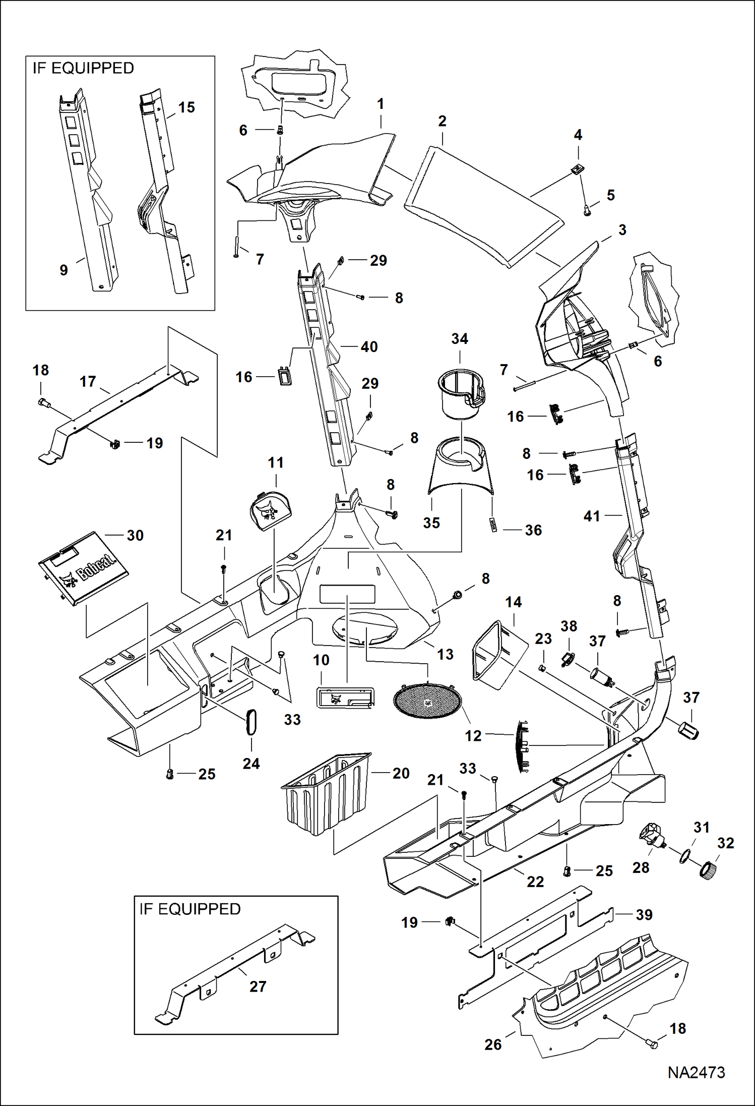 Схема запчастей Bobcat A-Series - OPERATOR CAB (Deluxe Interior) MAIN FRAME