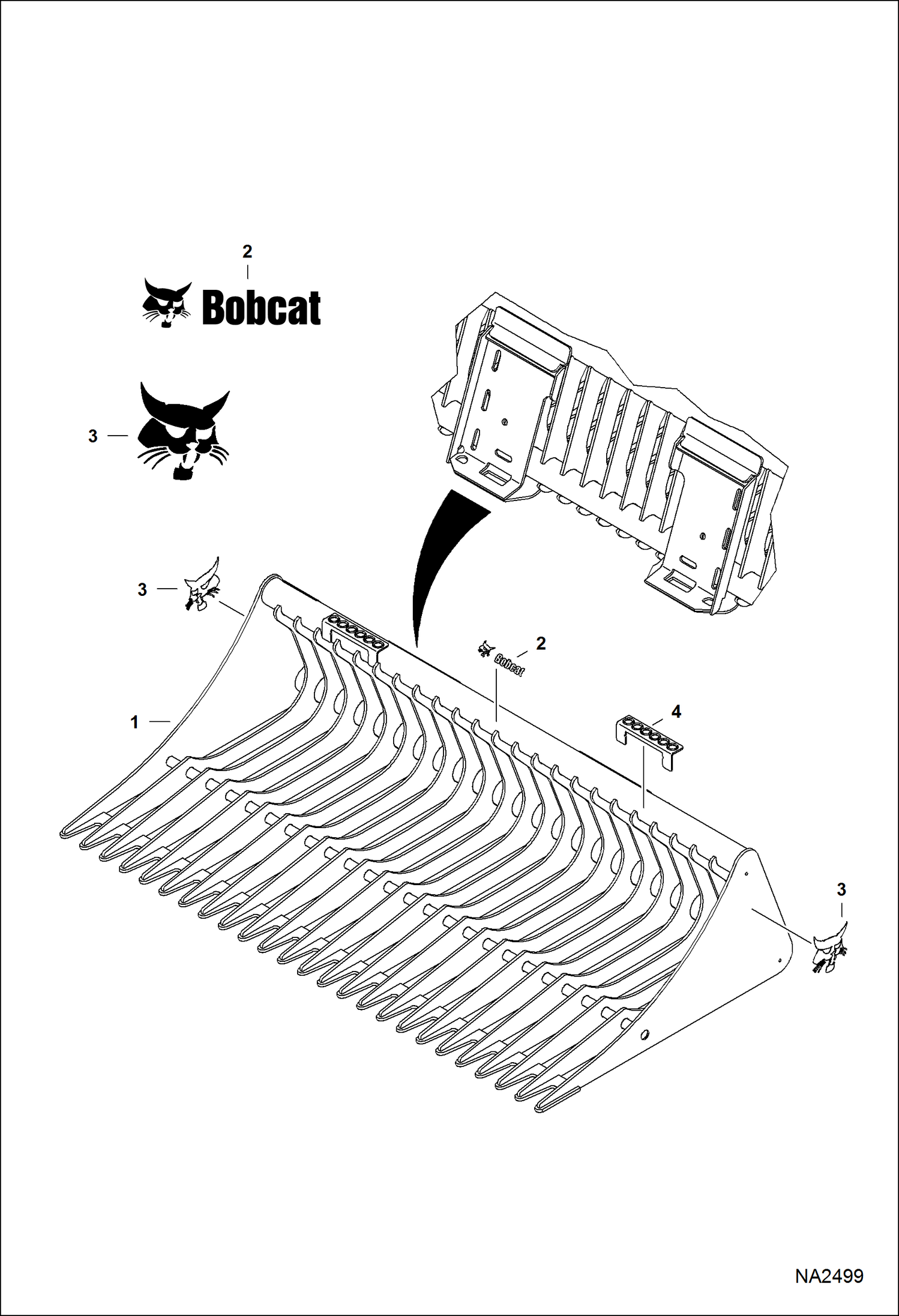 Схема запчастей Bobcat BUCKETS - BUCKETS - Rock Bucket (62, 68, 74, 82) Loader