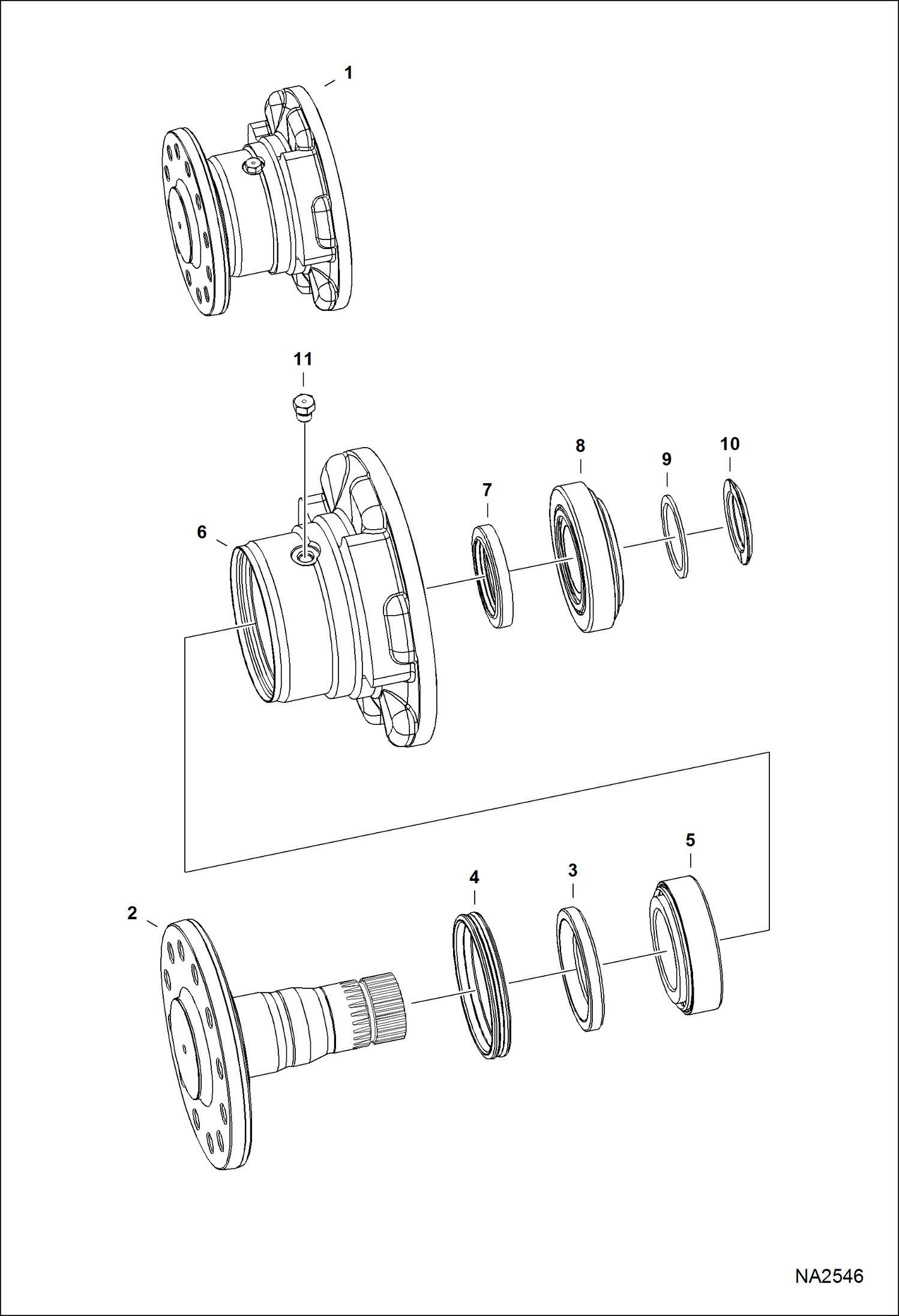Схема запчастей Bobcat T-Series - HYDROSTATIC MOTOR (Front Housing) (S/N A3LL36500 & Above) HYDROSTATIC SYSTEM