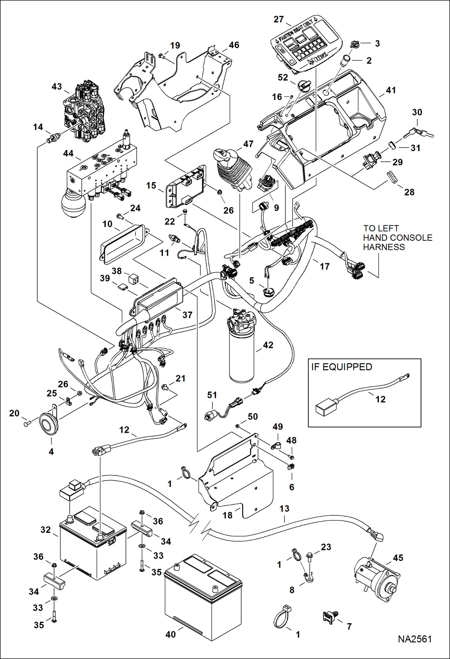 Схема запчастей Bobcat E42 - CONTROLS ELECTRICAL (RH Console) (S/N AG3411001 - 13999) ELECTRICAL SYSTEM