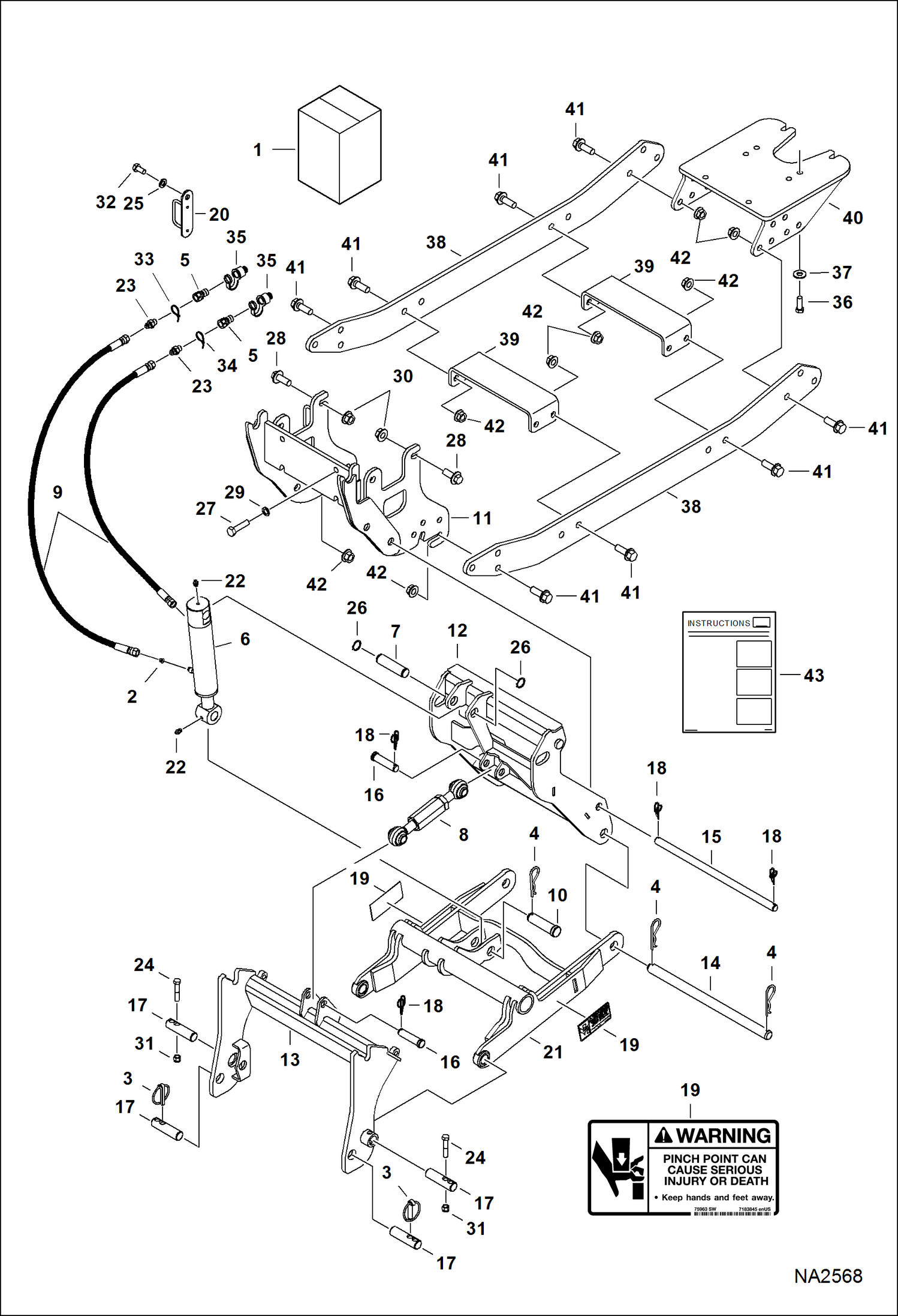 Схема запчастей Bobcat SNOWBLOWER - SNOWBLOWER (Front Hitch Kit) (FCTSB72 AJGY) Компактные тракторы