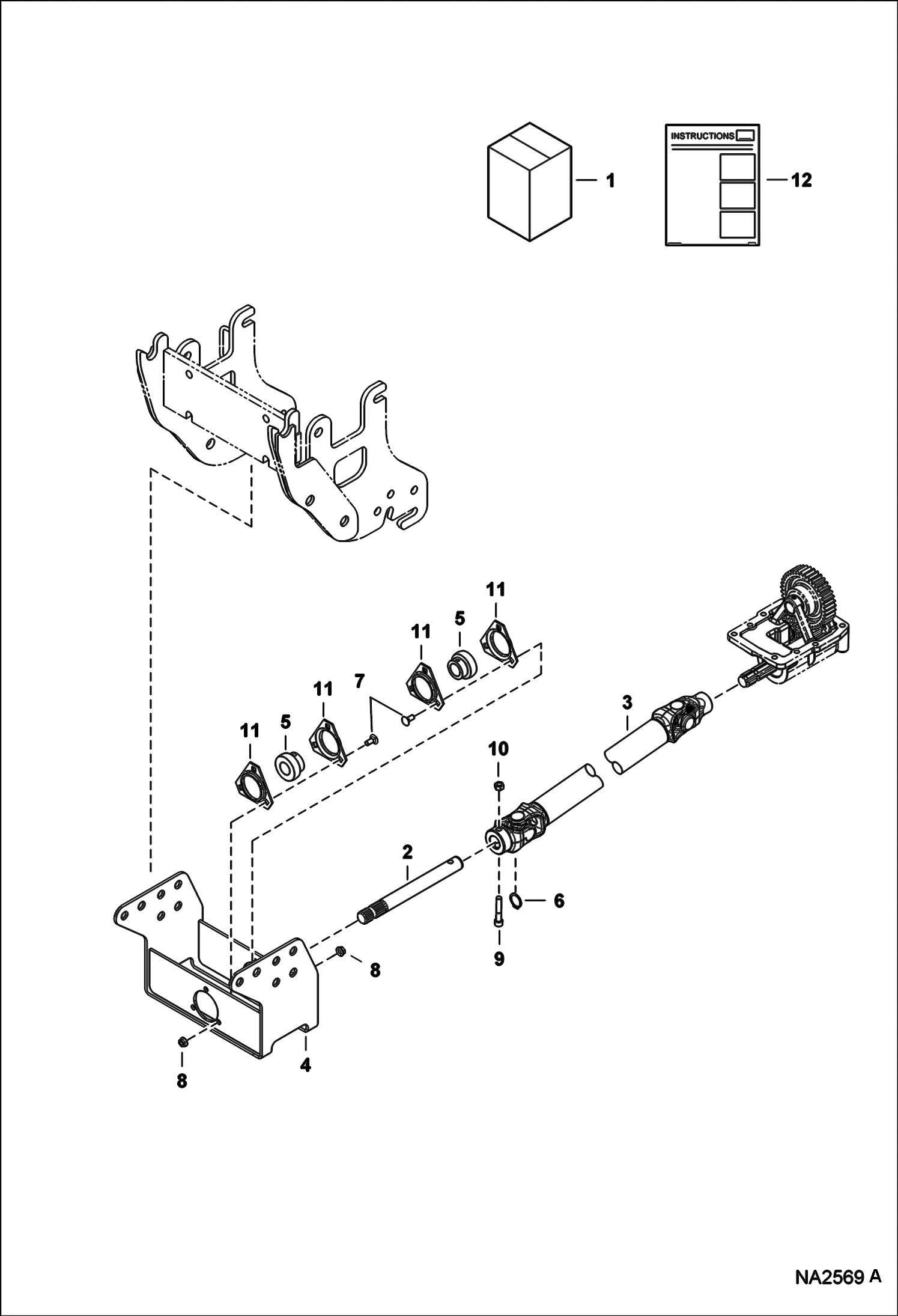 Схема запчастей Bobcat ANGLE BROOM - ANGLE BROOM (Front PTO Kit) (54 AT34) (70 AT33) Компактные тракторы