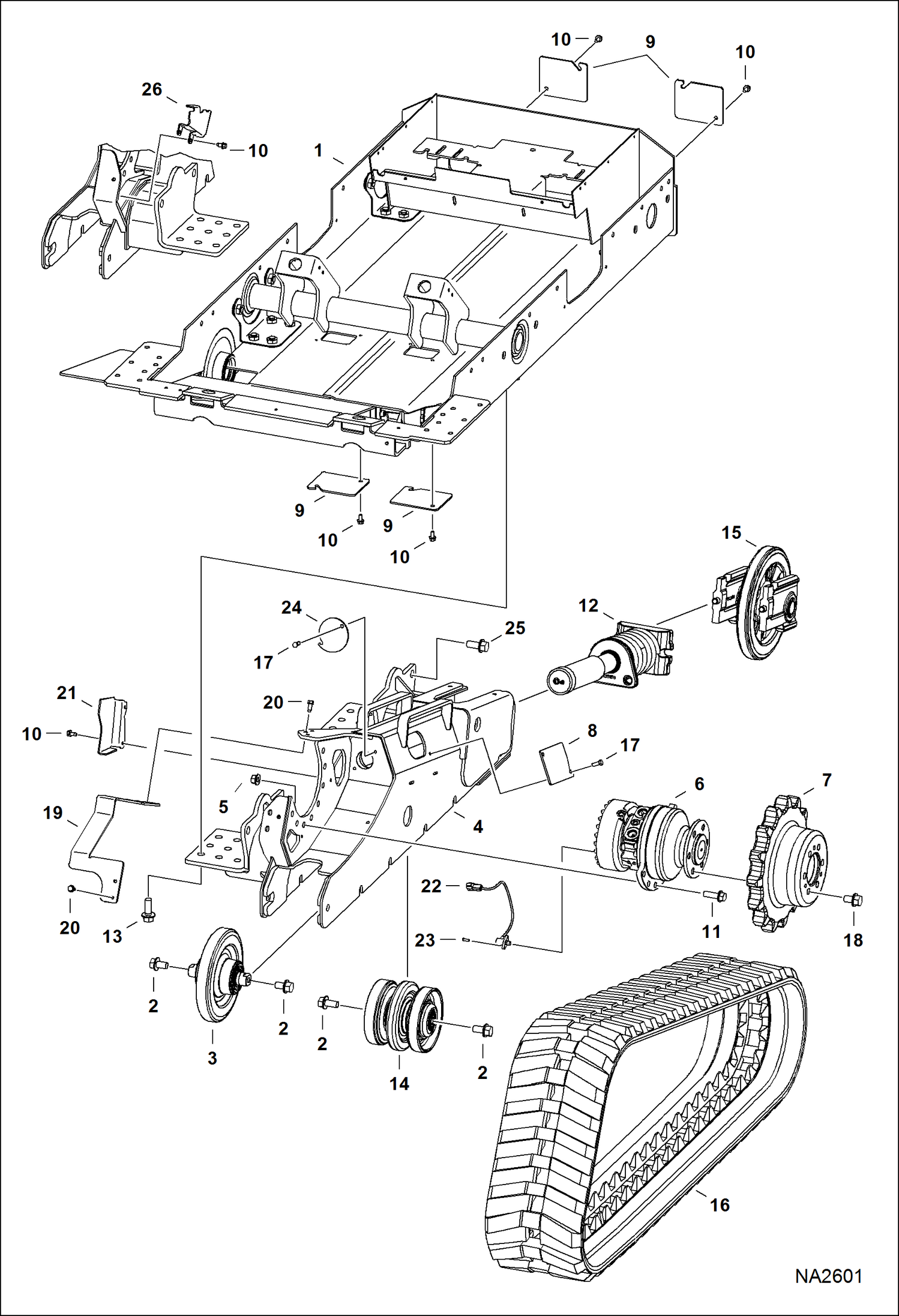 Схема запчастей Bobcat T-Series - DRIVE TRAIN (Solid Mounted Undercarriage) (S/N A3LL36500 & Above) DRIVE TRAIN