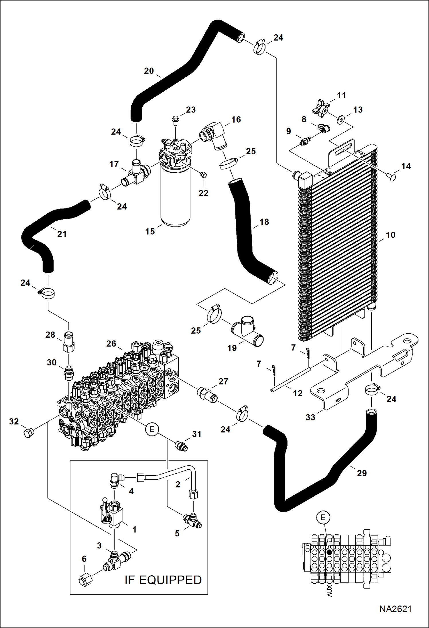 Схема запчастей Bobcat E42 - HYDRAULIC CIRCUITRY (Cooler/Filter & Direct to Tank) HYDRAULIC SYSTEM