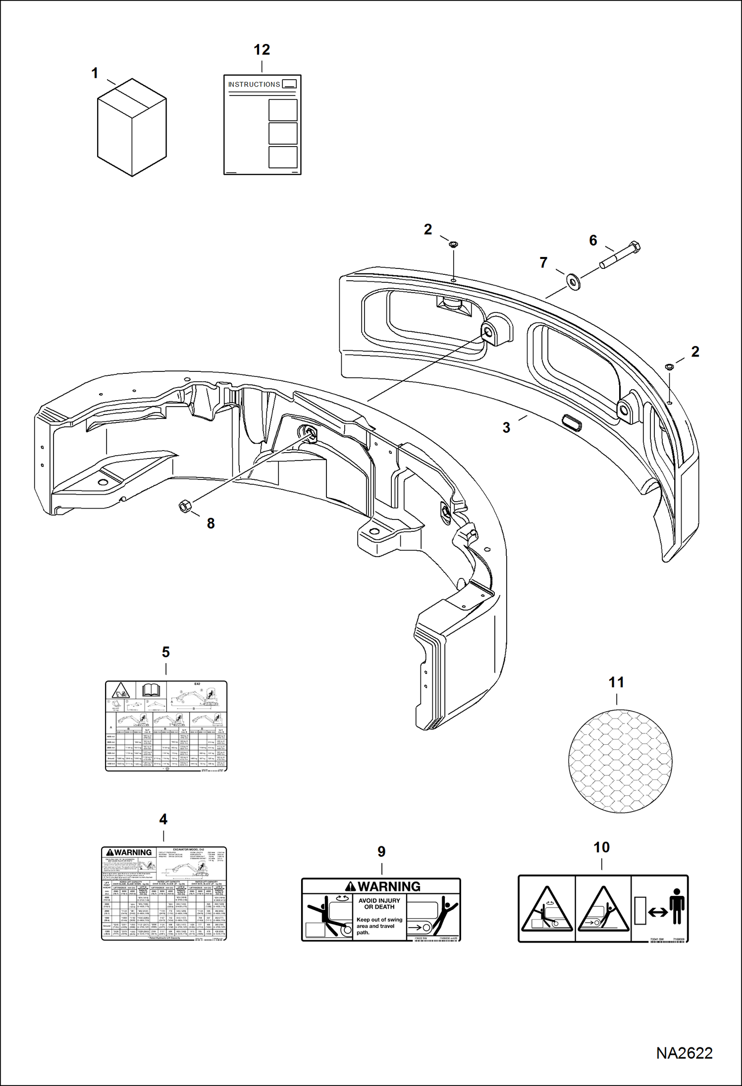 Схема запчастей Bobcat E42 - COUNTERWEIGHT KIT ACCESSORIES & OPTIONS