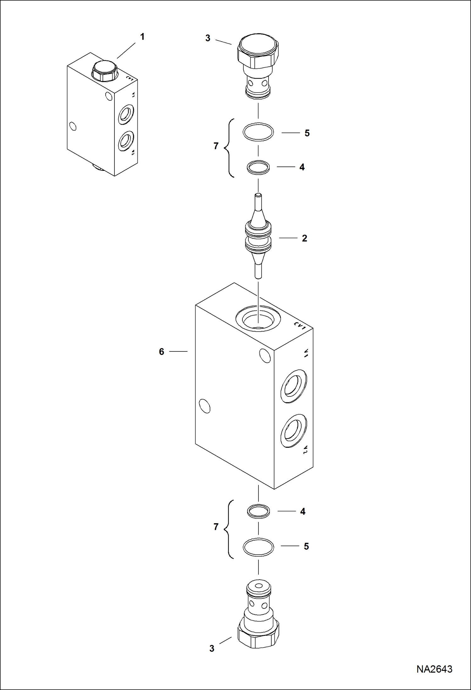 Схема запчастей Bobcat 425 - LOCK VALVE (Boom Swing) (4.50 Long) HYDRAULIC SYSTEM