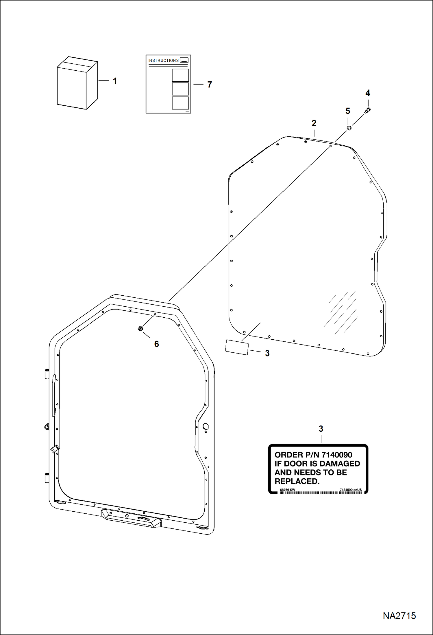 Схема запчастей Bobcat FORESTRY CUTTER - FORESTRY CUTTER (Cab Door) (Window Kit) Loader