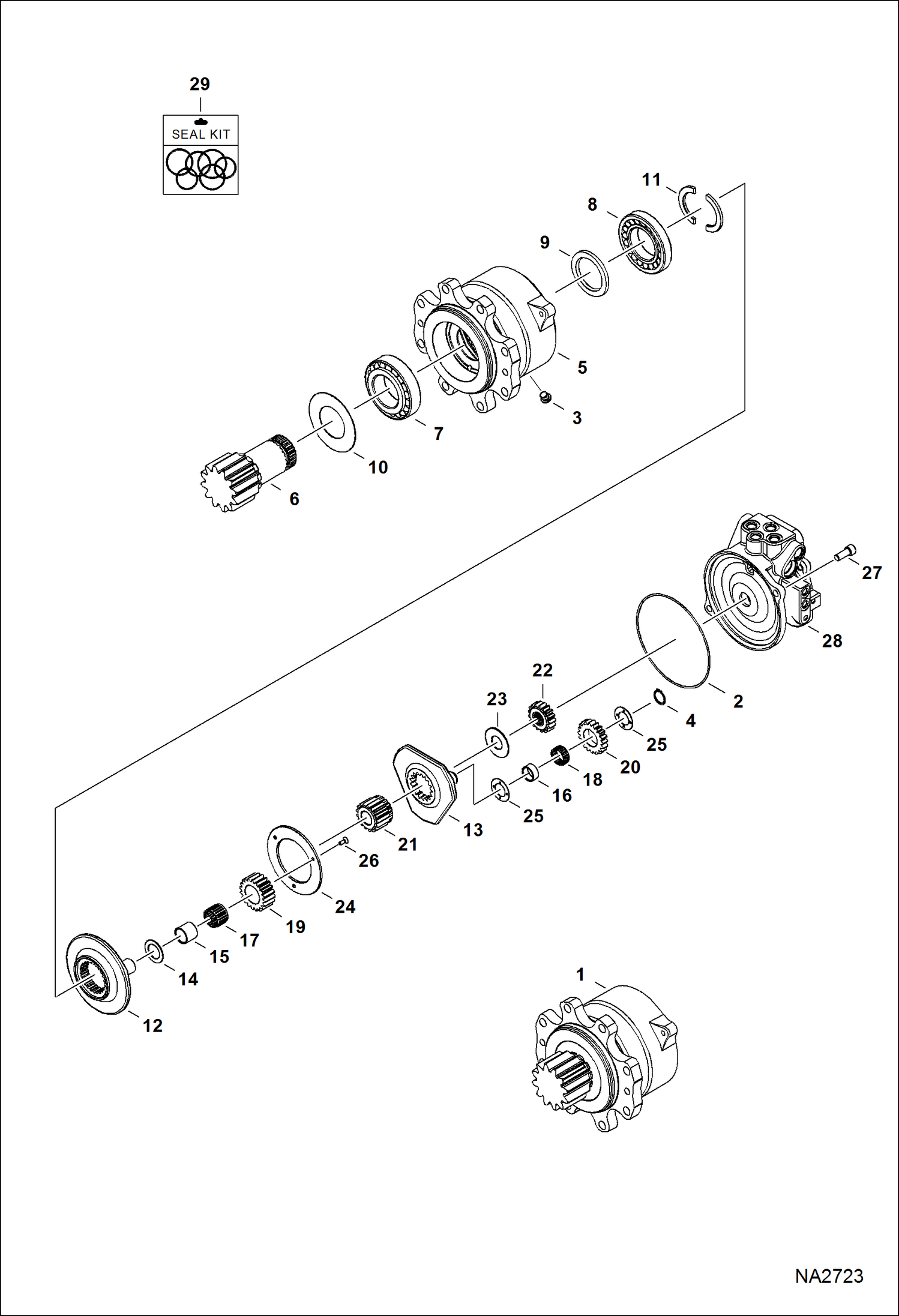 Схема запчастей Bobcat E45 - SLEW MOTOR (Carrier) HYDRAULIC SYSTEM