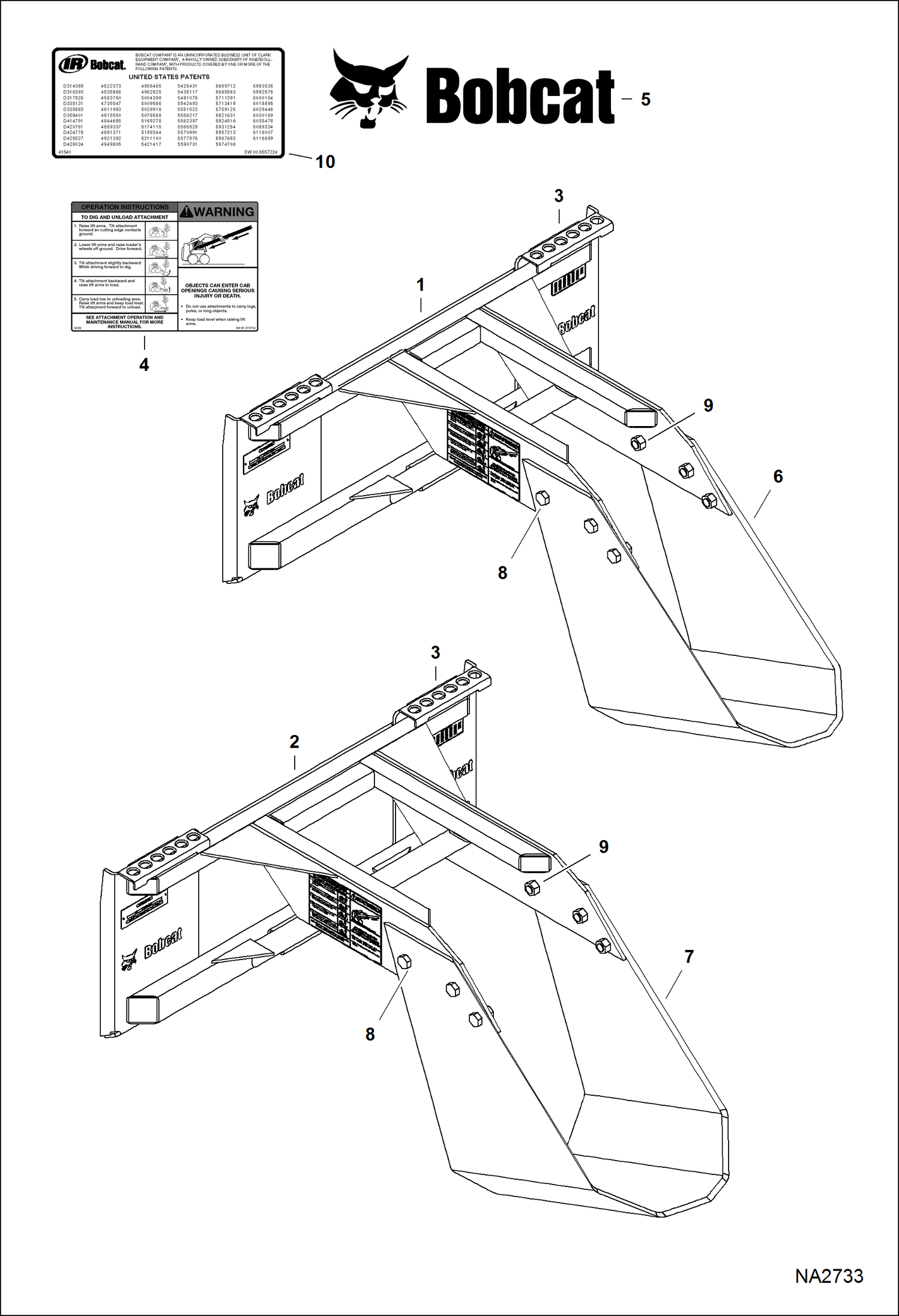 Схема запчастей Bobcat LOADER - ATTACHMENTS - DIGGER (12) (16) Компактные тракторы