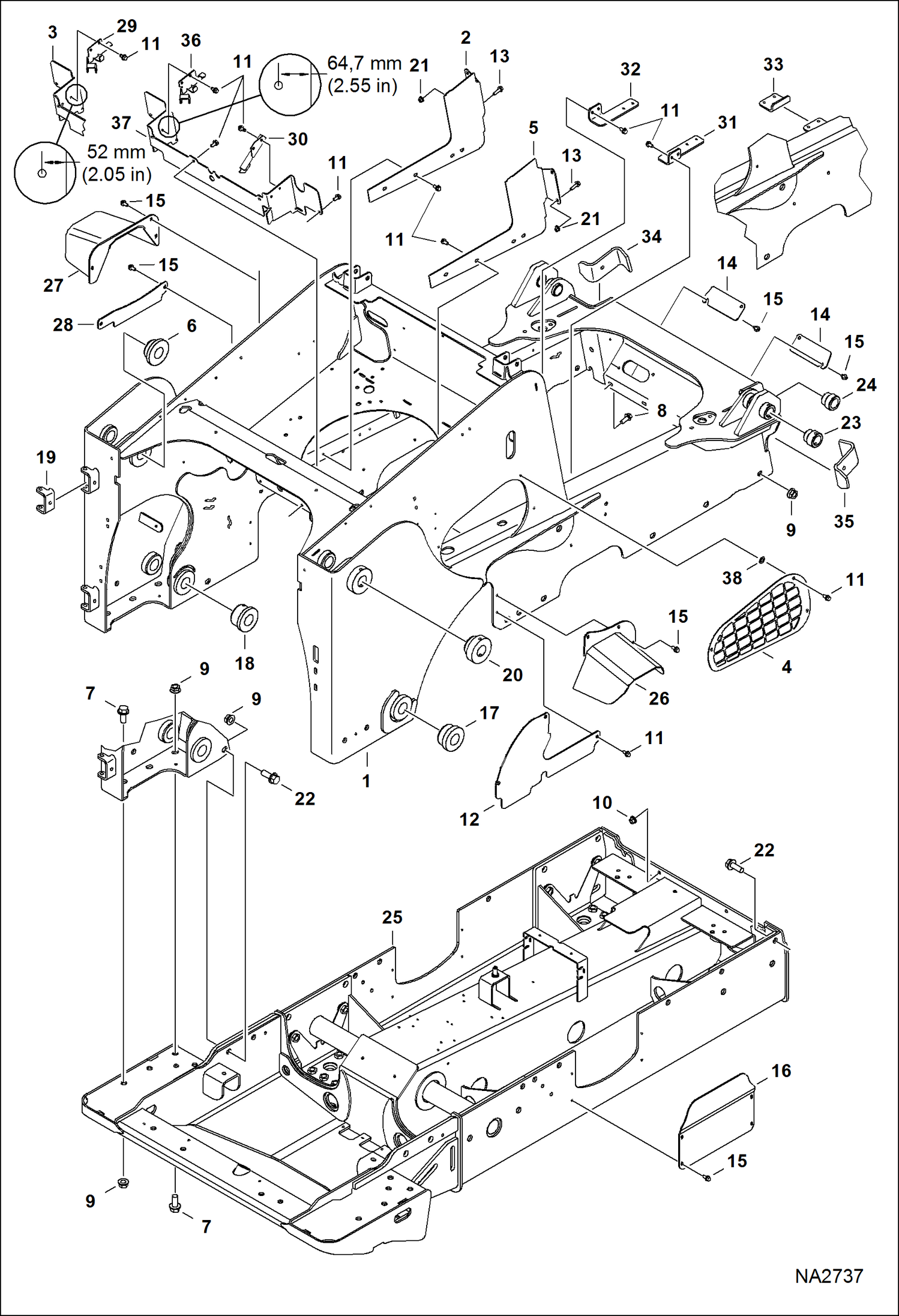 Схема запчастей Bobcat T-Series - MAIN FRAME (S/N A3PG11001 - 11919, A3PH11001 - 11588) MAIN FRAME