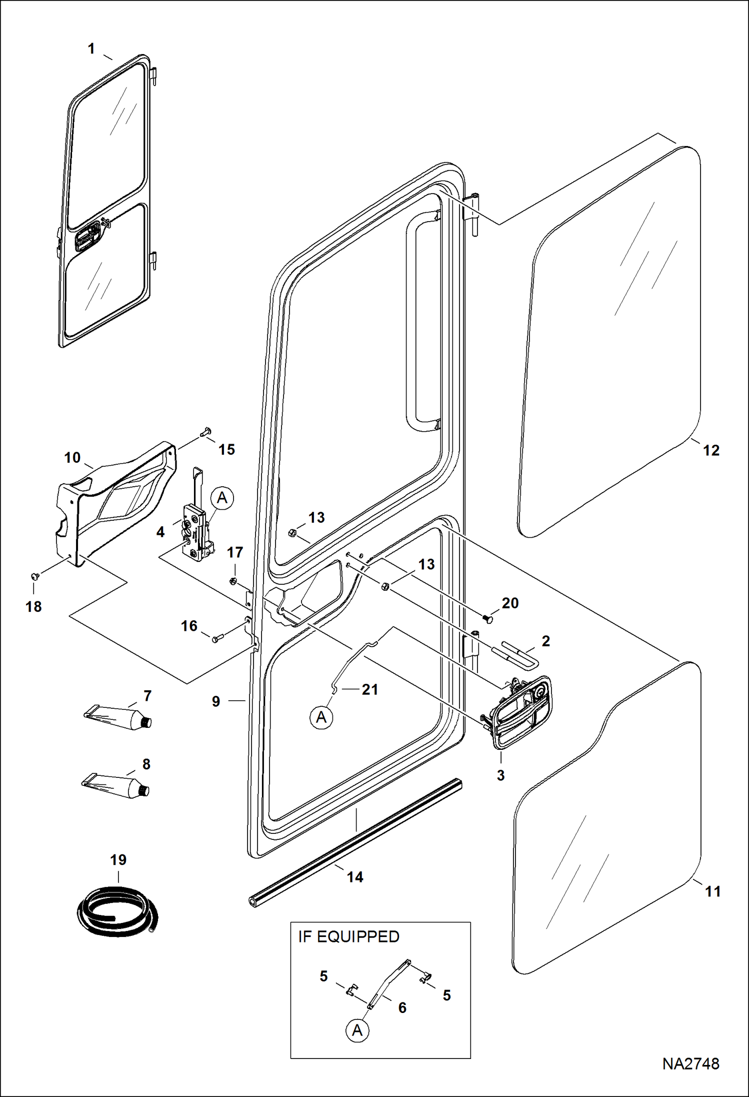 Схема запчастей Bobcat E42 - OPERATOR CAB (Door) MAIN FRAME