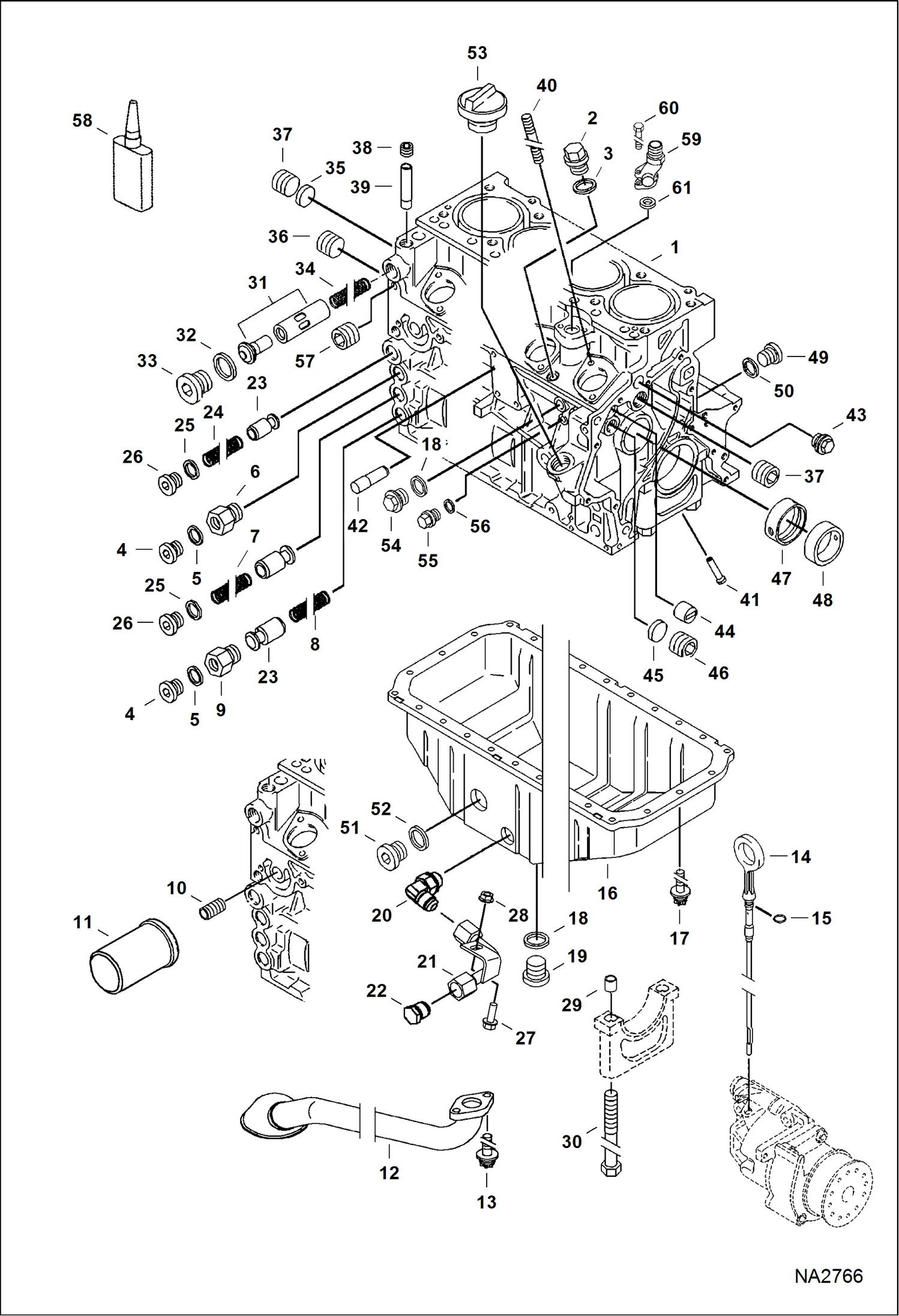 Схема запчастей Bobcat 800s - CRANKCASE & OIL PAN REPLACEMENT ENGINE