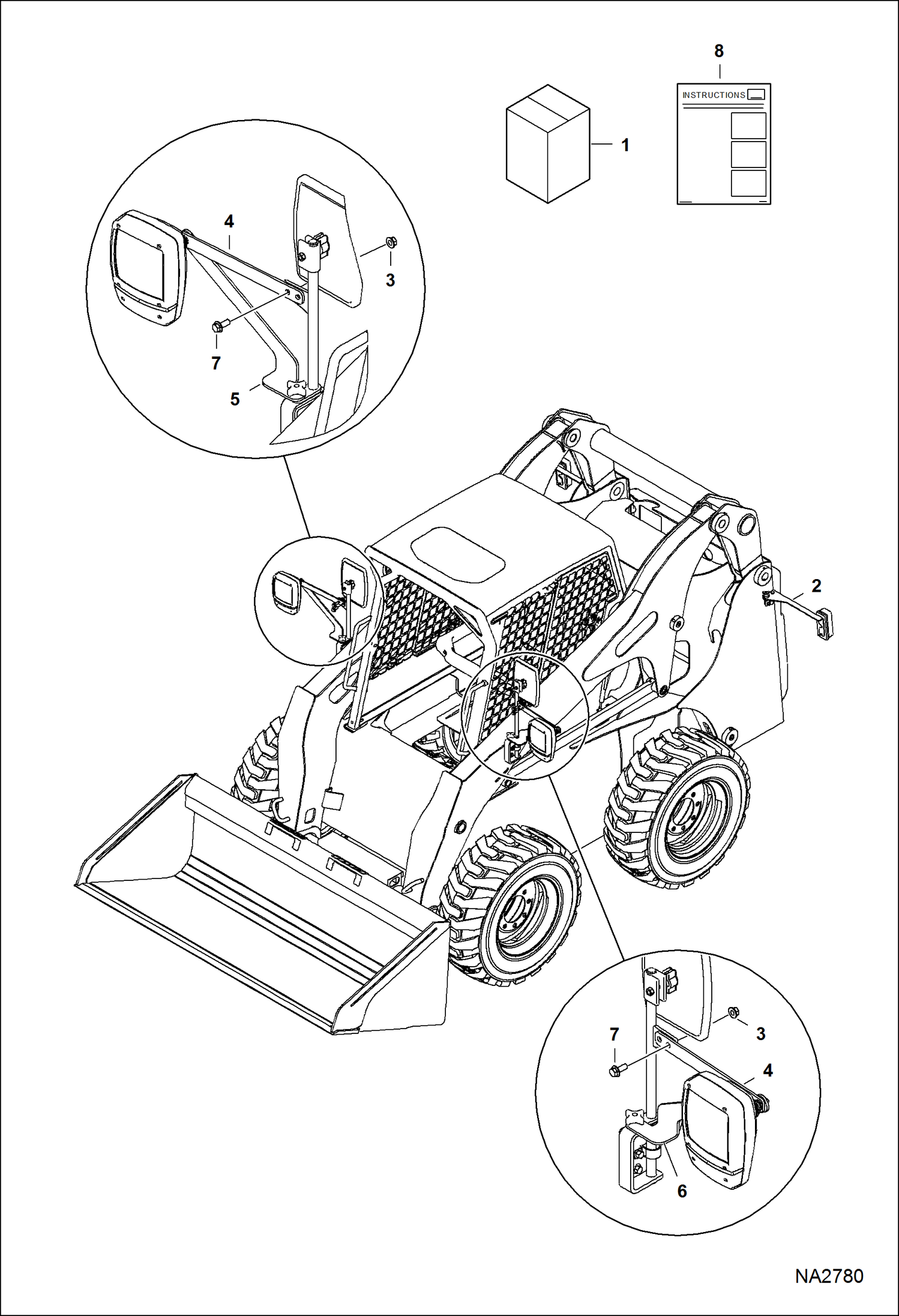 Схема запчастей Bobcat A-Series - EUROPEAN ACCESSORIES (Light Extenders) (Wide Attachment) ACCESSORIES & OPTIONS