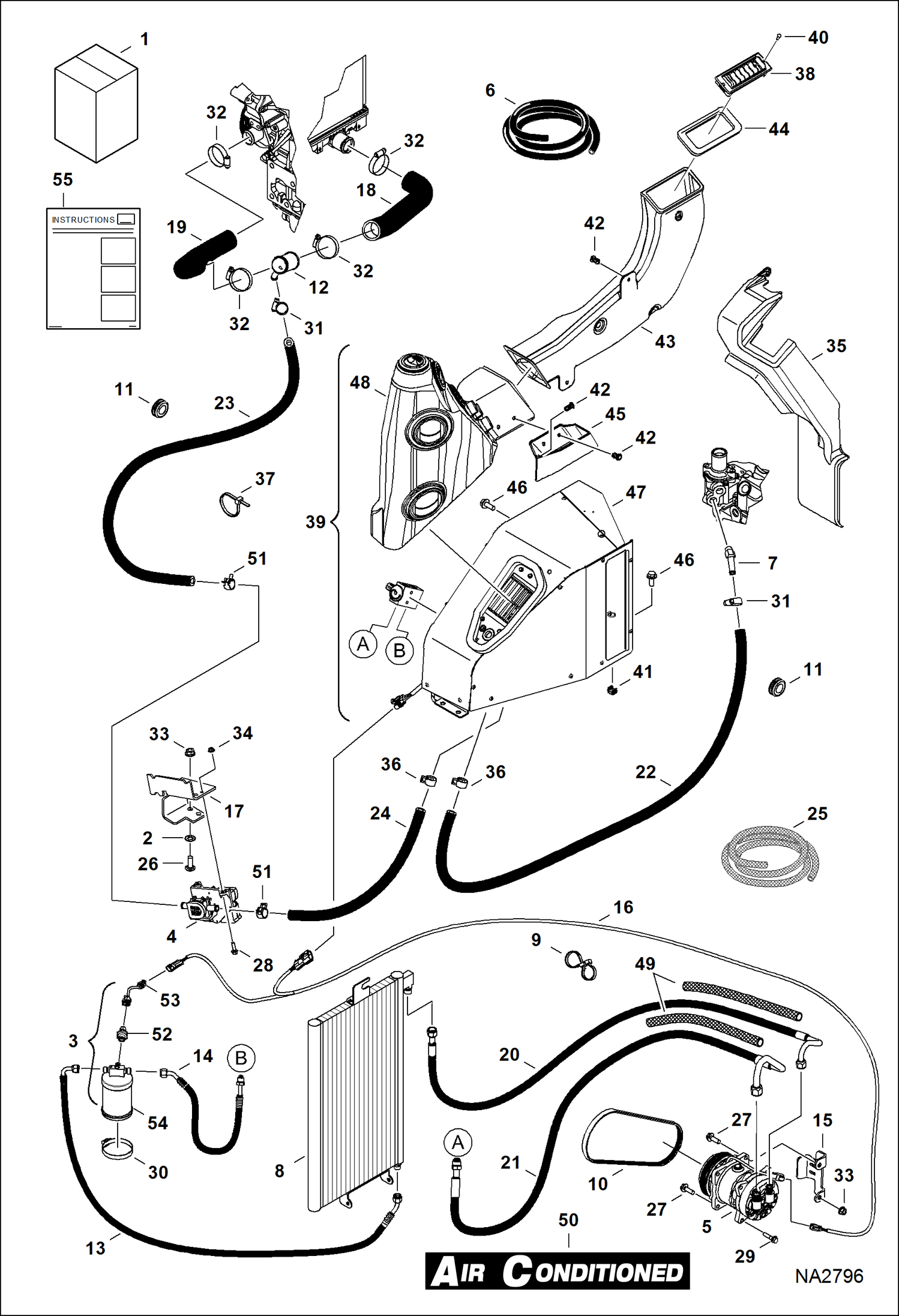 Схема запчастей Bobcat E42 - HEATER & A/C (HVAC Kit) (S/N AG3411001 - 13999) ACCESSORIES & OPTIONS