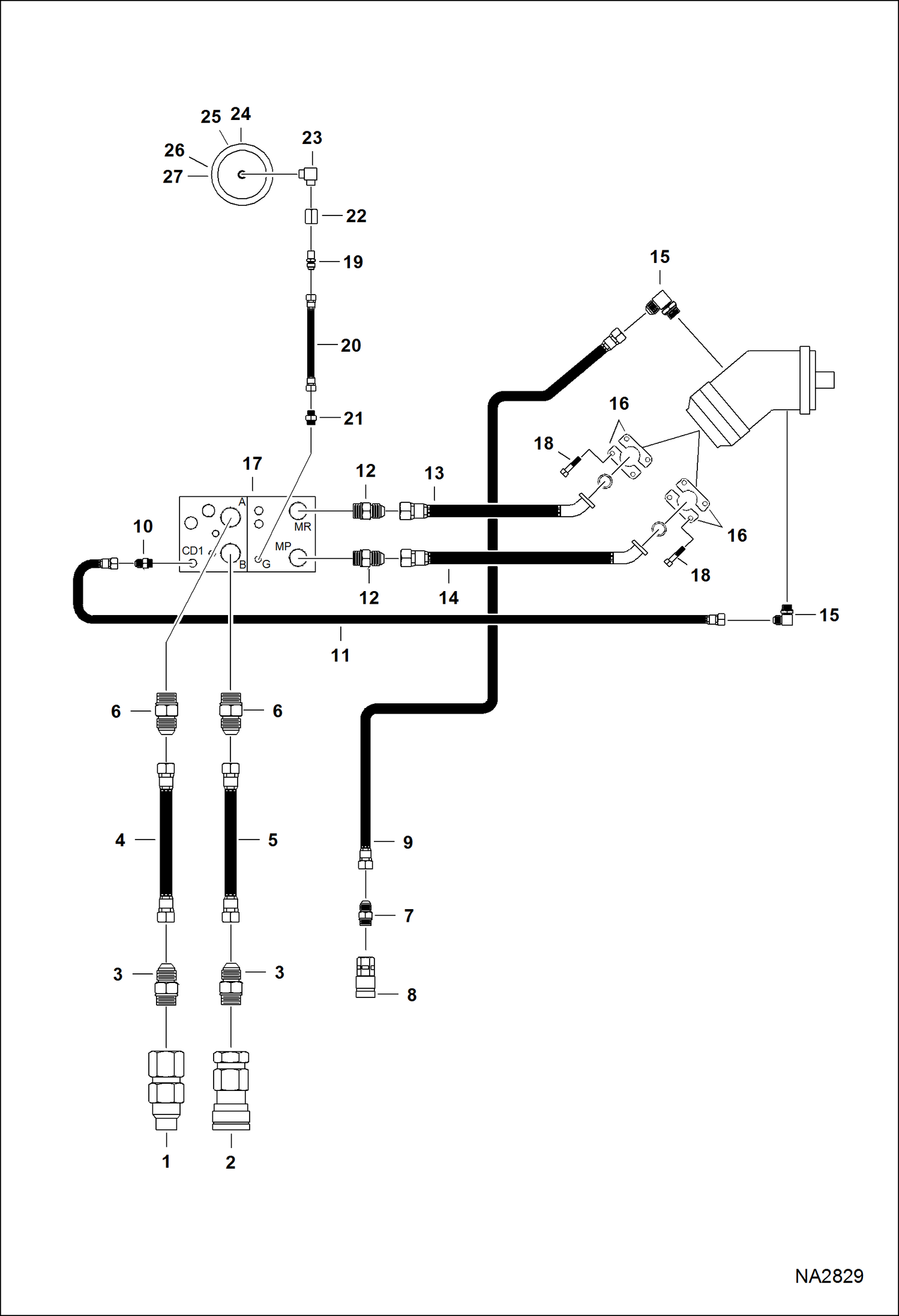 Схема запчастей Bobcat FORESTRY CUTTER - FORESTRY CUTTER (Hydraulic Circuitry) (FRC50 ANR6) (FRC60 ANR5) Loader