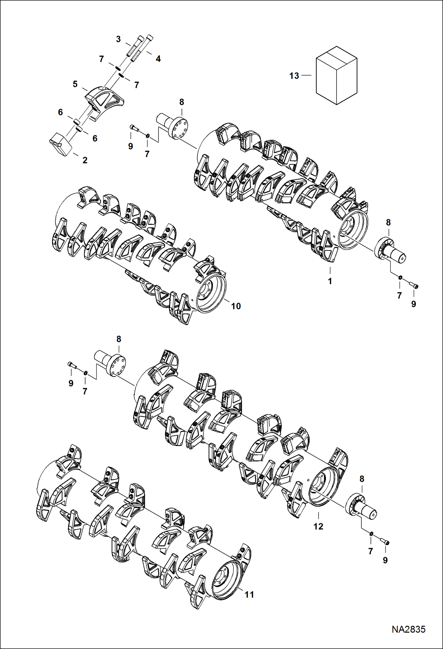 Схема запчастей Bobcat FORESTRY CUTTER - FORESTRY CUTTER (Rotor Assembly) (103 mm) (4.0625) Tool Holder (FRC50 ANR600101 - 00109) (FRC60 ANR500101 - 00244) Loader