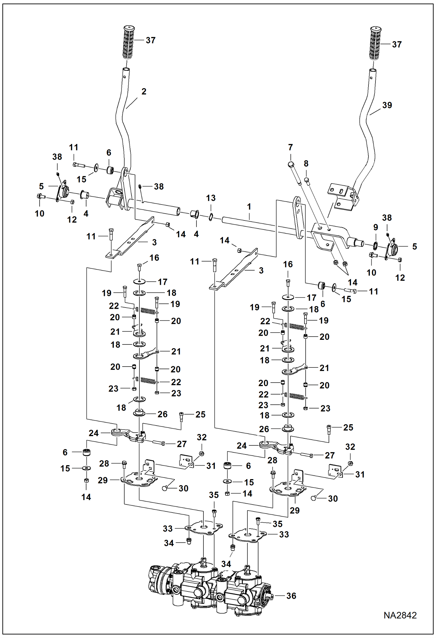 Схема запчастей Bobcat S-Series - HAND CONTROLS (S/N A3W613690 & Above, A3W713380 & Above) HYDROSTATIC SYSTEM