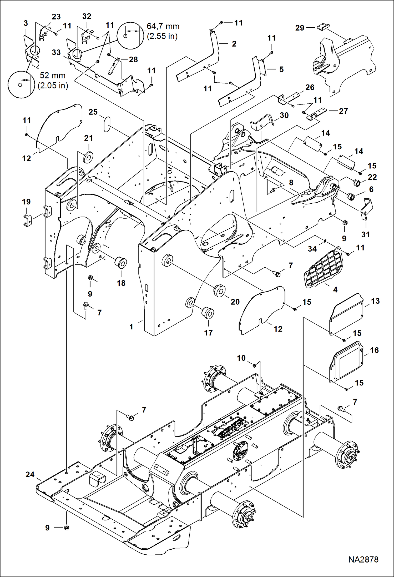 Схема запчастей Bobcat A-Series - MAIN FRAME (S/N A3P611001 - 11541, A3P711001 - 11565) MAIN FRAME