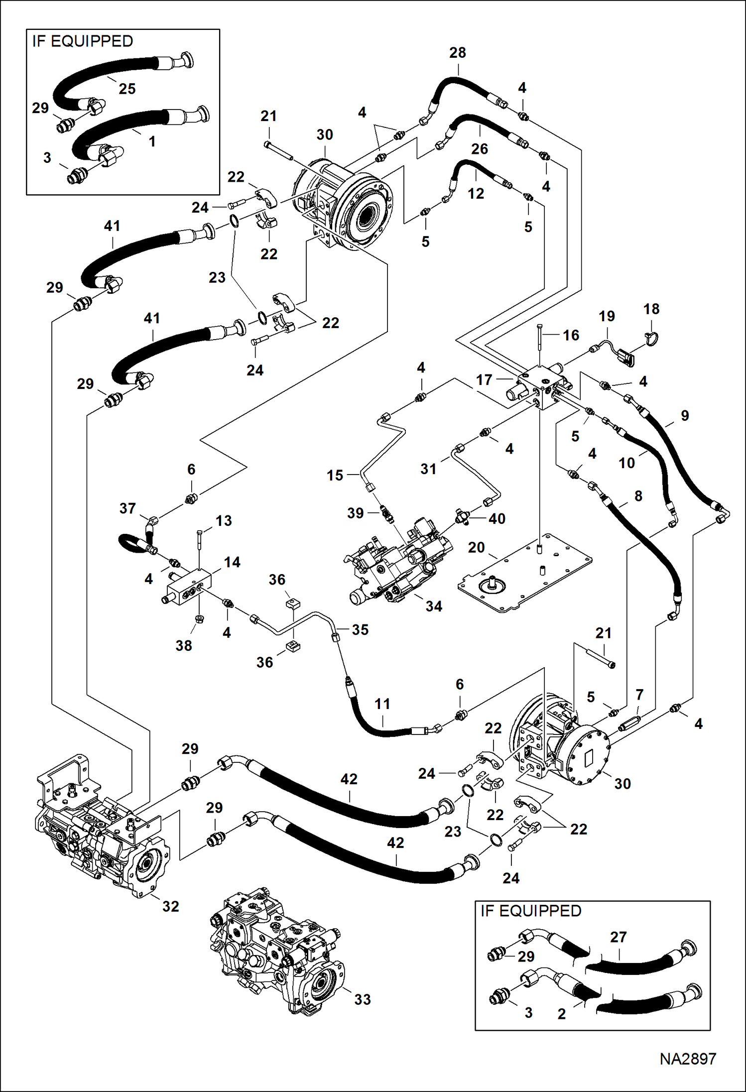 Схема запчастей Bobcat S-Series - HYDROSTATIC CIRCUITRY (2-Speed Motor) (Selectable Joystick Controls) (S/N A3P211001 - 14549) HYDROSTATIC SYSTEM