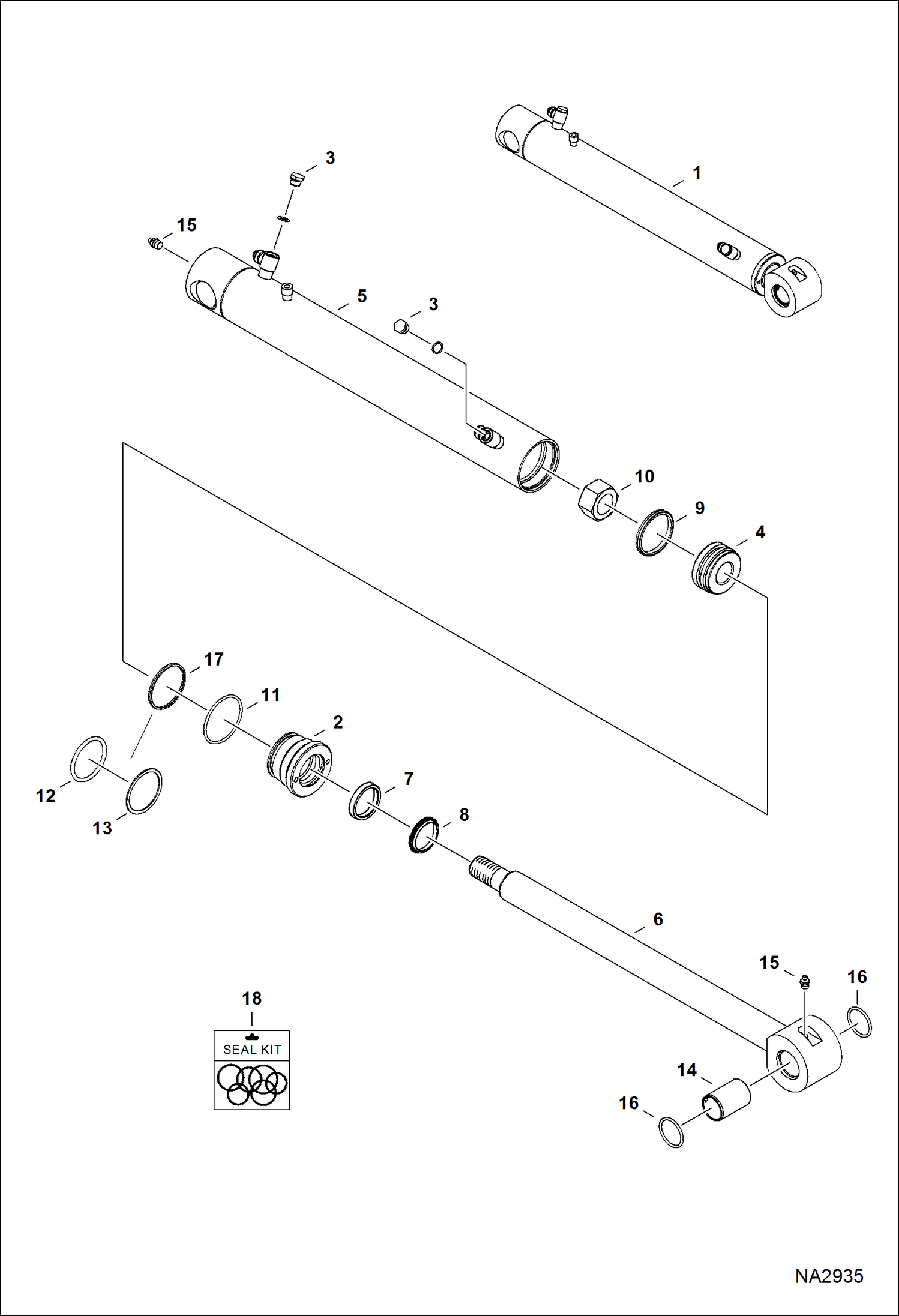 Схема запчастей Bobcat E32 - BUCKET CYLINDER (Extendable Arm) HYDRAULIC SYSTEM
