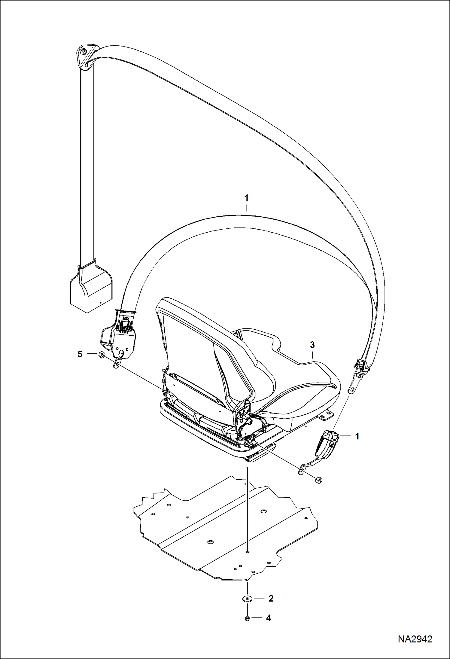 Схема запчастей Bobcat A-Series - SEAT & SEAT BELT MAIN FRAME