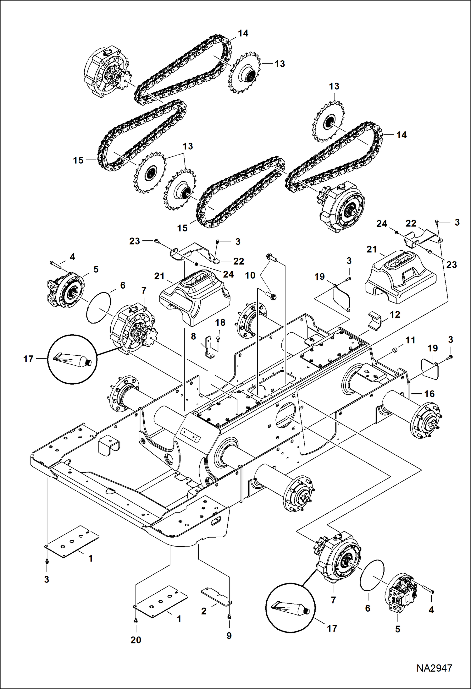 Схема запчастей Bobcat S-Series - DRIVE TRAIN (S/N A3P411001 - 13001, A3P511001 - 12295) DRIVE TRAIN