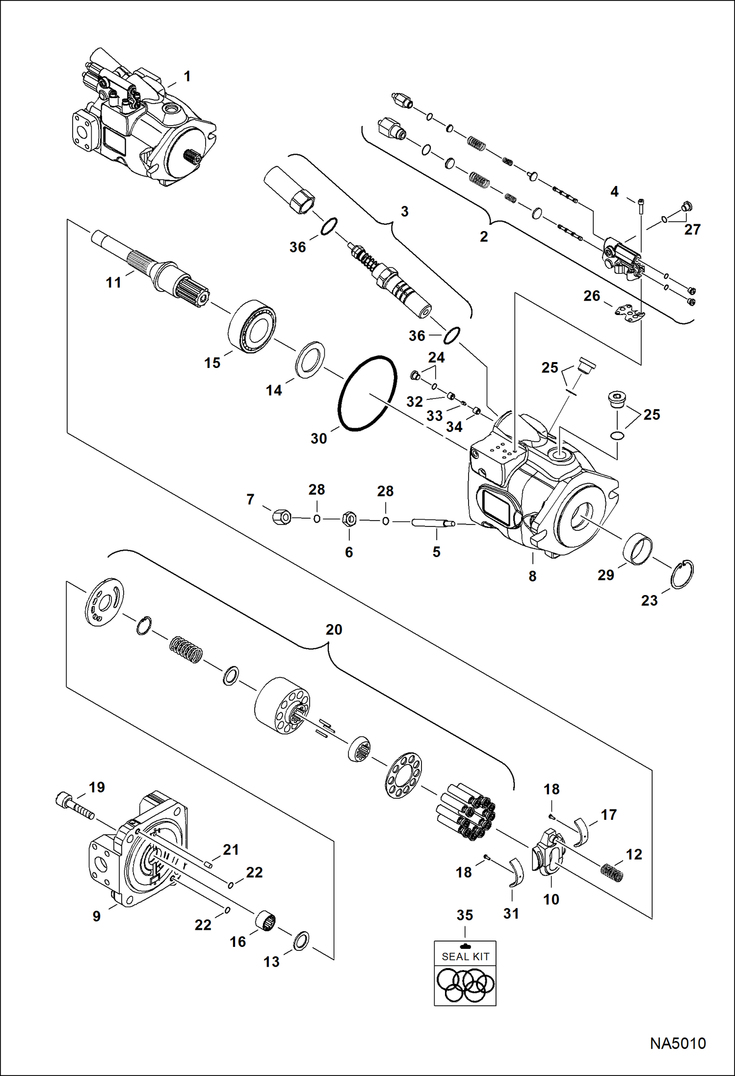 Схема запчастей Bobcat E42 - HYDRAULIC PISTON PUMP HYDRAULIC SYSTEM