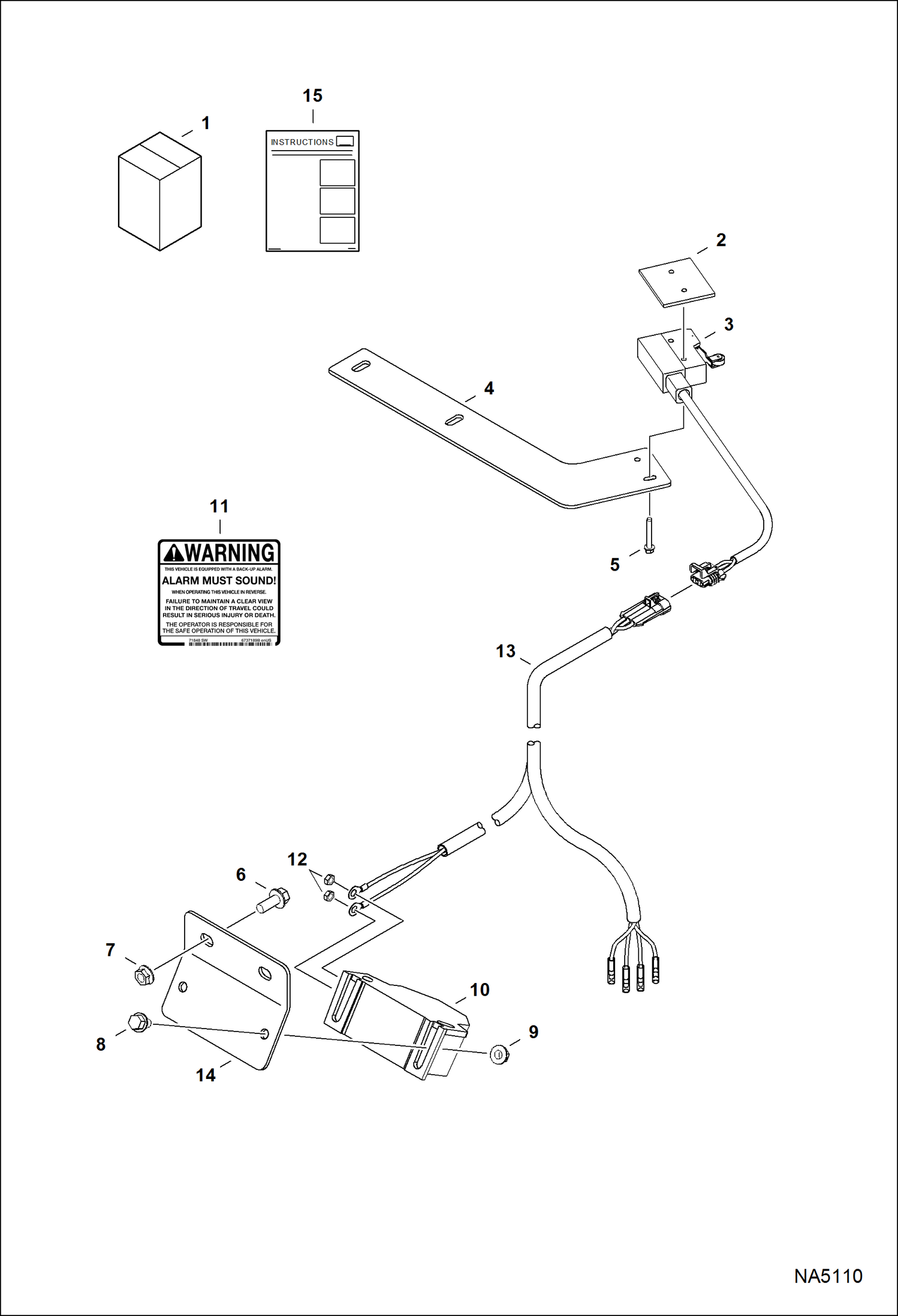 Схема запчастей Bobcat CT335 - BACKUP ALARM KIT ACCESSORIES & OPTIONS