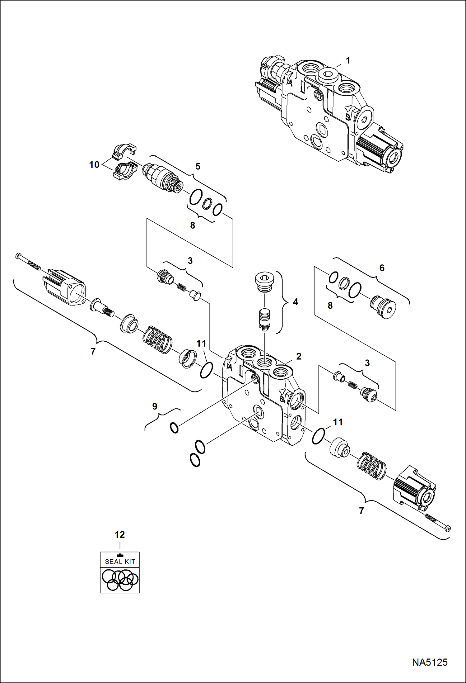 Схема запчастей Bobcat E42 - HYDRAULIC CONTROL VALVE (Blade Section) HYDRAULIC SYSTEM