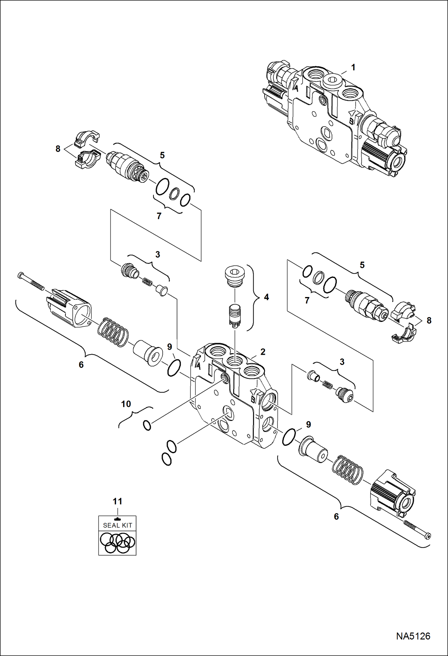 Схема запчастей Bobcat E42 - HYDRAULIC CONTROL VALVE (Bucket Section) HYDRAULIC SYSTEM
