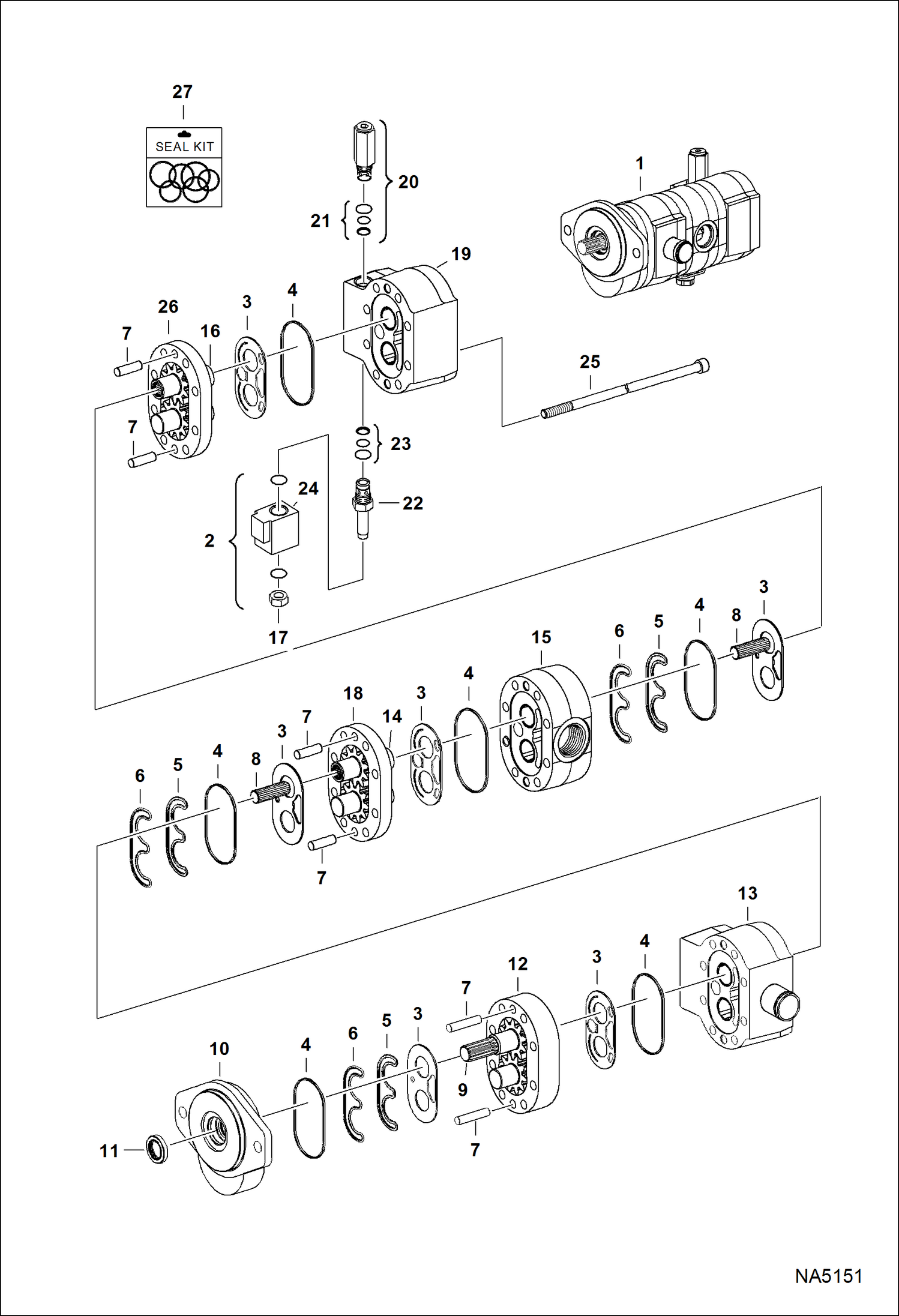 Схема запчастей Bobcat S-Series - HIGH FLOW HYDRAULICS (Gear Pump) HIGH FLOW HYDRAULICS
