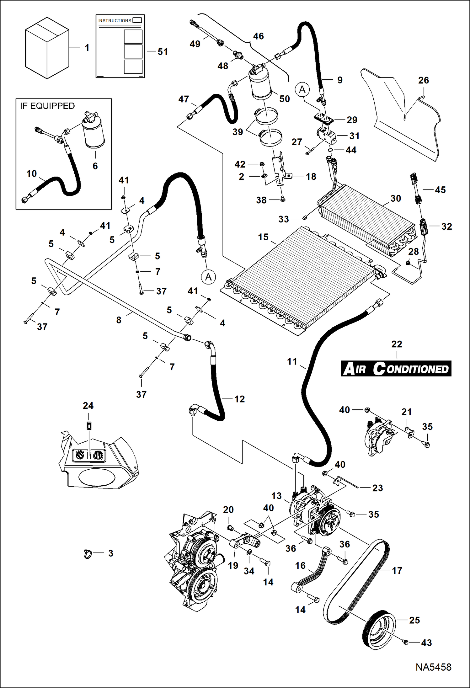 Схема запчастей Bobcat S-Series - HEATER & A/C (A/C Kit) (Heaters W/Plastic Housing) (S/N A3NT12370 - , A3NU11112 - ) ACCESSORIES & OPTIONS