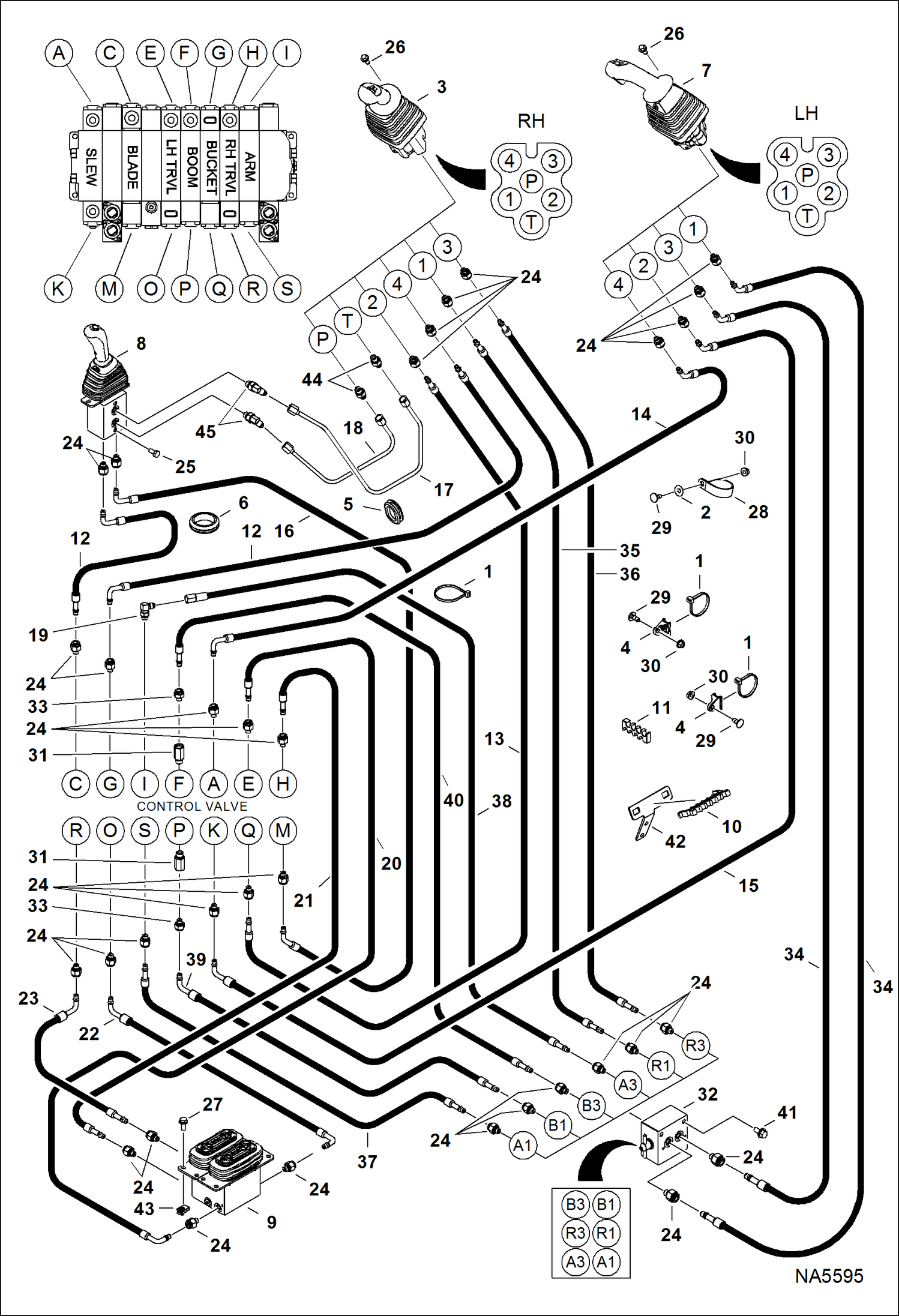 Схема запчастей Bobcat E25 - HYDRAULIC CIRCUITRY (Pilot W/ JPS) HYDRAULIC SYSTEM