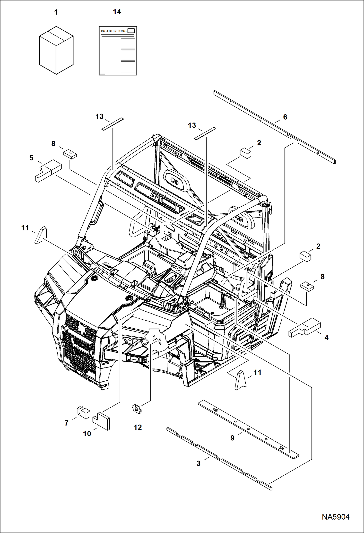 Схема запчастей Bobcat 3600 - BODY SEALS (W/Cab) MAIN FRAME