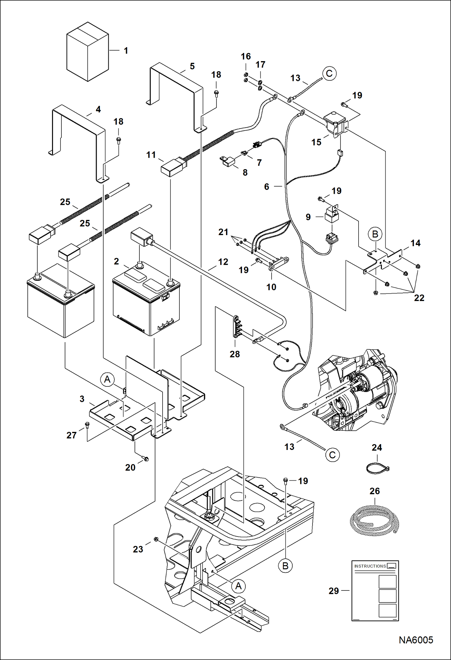 Схема запчастей Bobcat 3400 - BATTERY KIT (Auxiliary) ACCESSORIES & OPTIONS