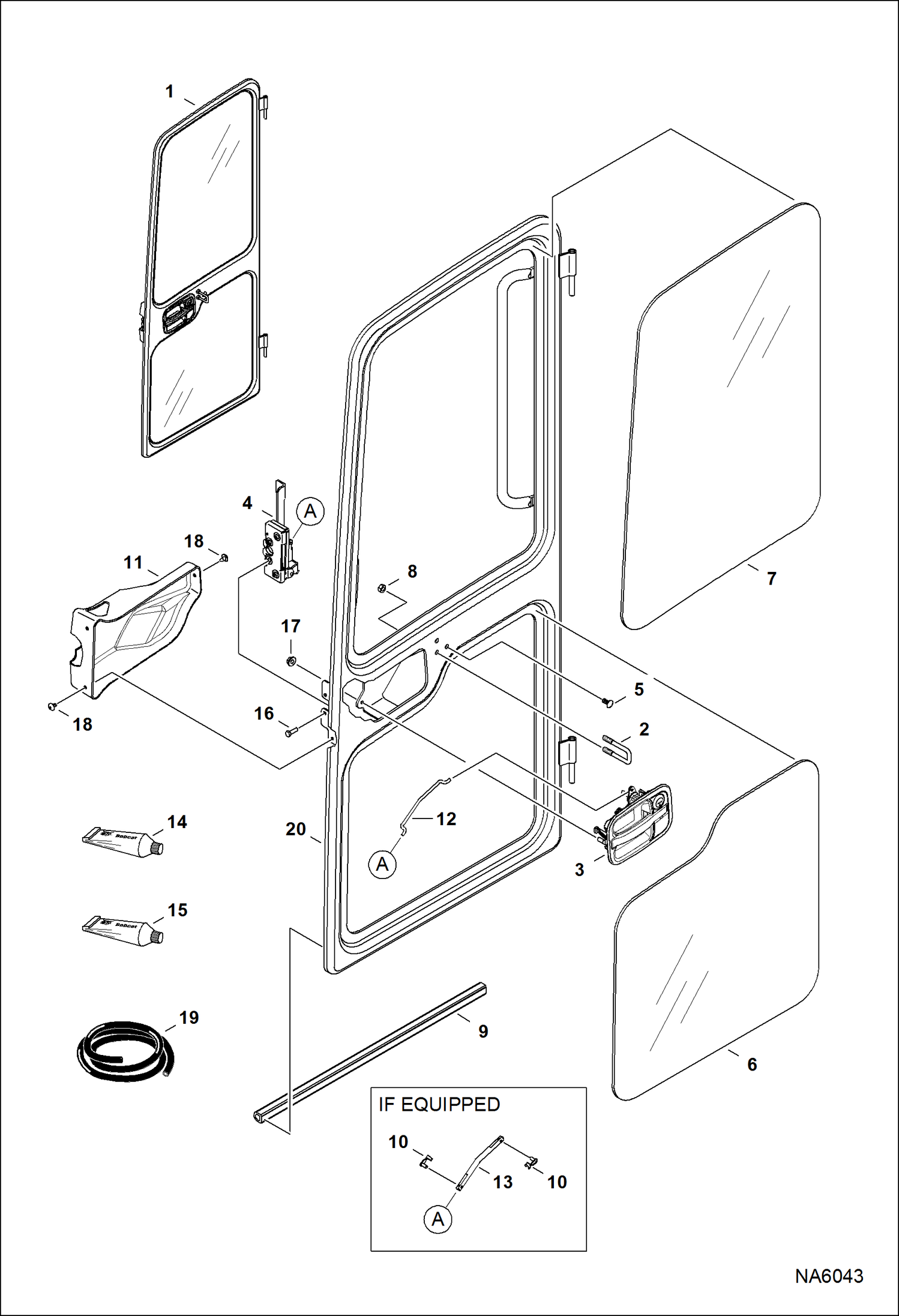 Схема запчастей Bobcat E25 - OPERATOR CAB (Door) MAIN FRAME