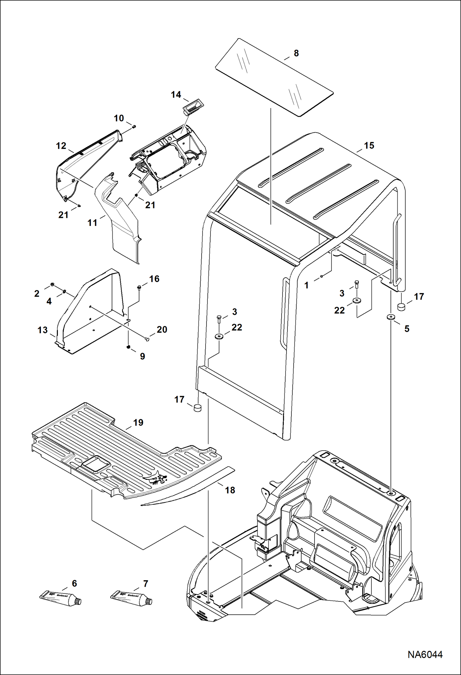 Схема запчастей Bobcat E25 - OPERATOR CANOPY MAIN FRAME