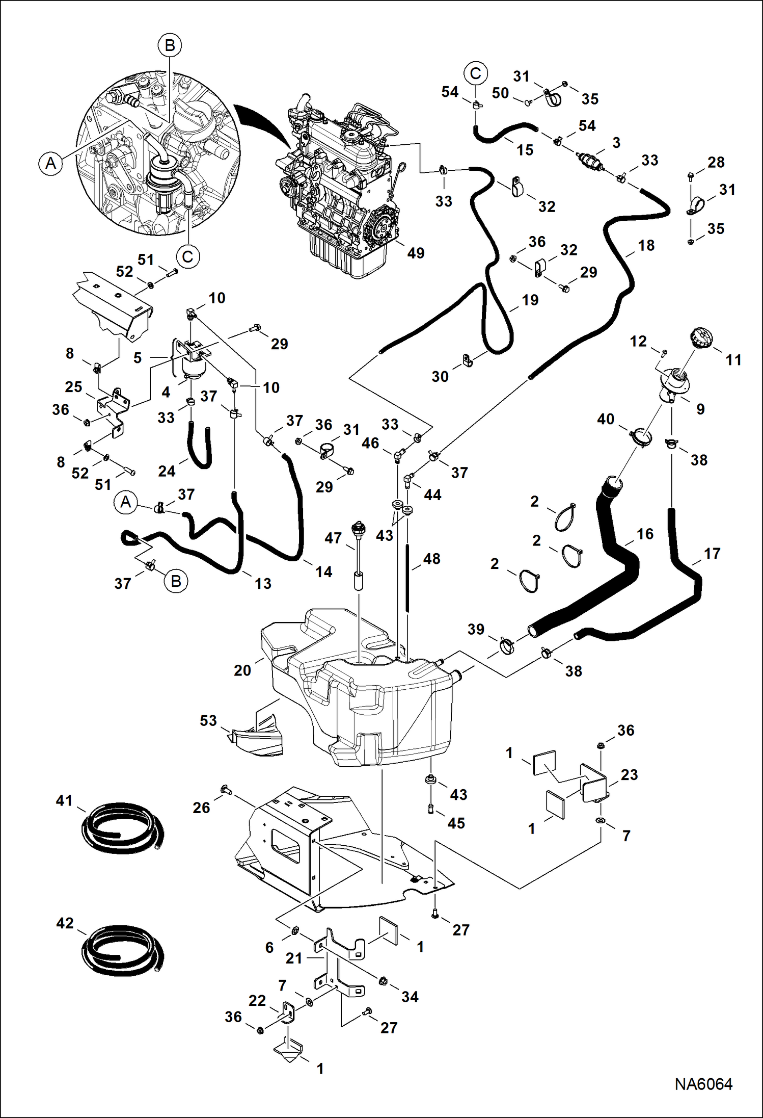 Схема запчастей Bobcat E25 - ENGINE & ATTACHING PARTS (Fuel System) POWER UNIT
