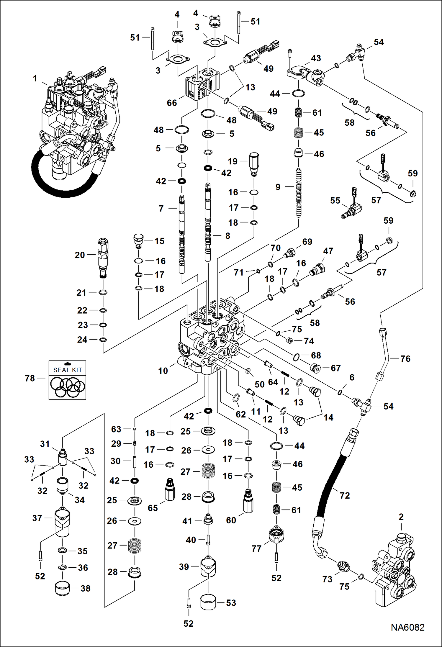 Схема запчастей Bobcat 900s - HYDRAULIC CONTROL VALVE (W/BICS Control Valve) (SN 516516046 & Above & 562216322 & Above) HYDRAULIC SYSTEM