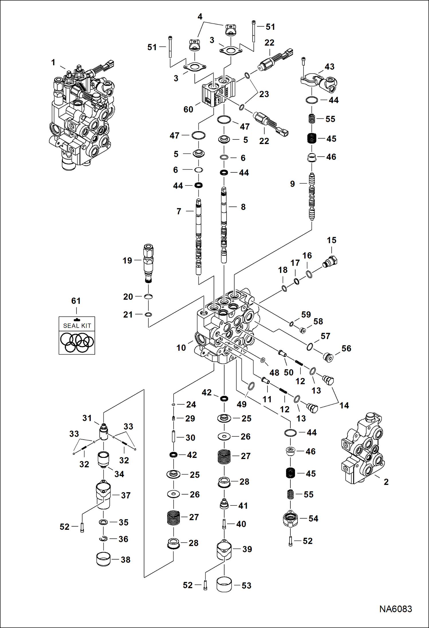 Схема запчастей Bobcat 900s - HYDRAULIC CONTROL VALVE (Manual Control) (Service Valve) HYDRAULIC SYSTEM