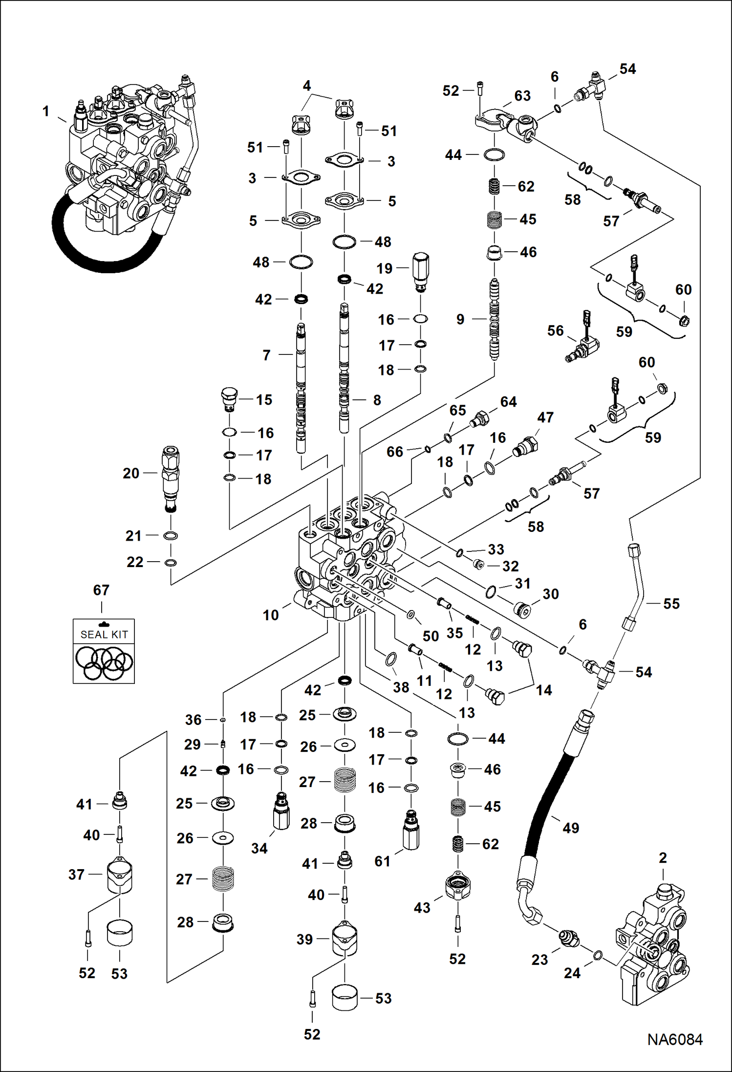 Схема запчастей Bobcat 900s - HYDRAULIC CONTROL VALVE (Advanced Control System) (Spool Lock) (SN 516516046 & Above & 562216322 & Above) HYDRAULIC SYSTEM