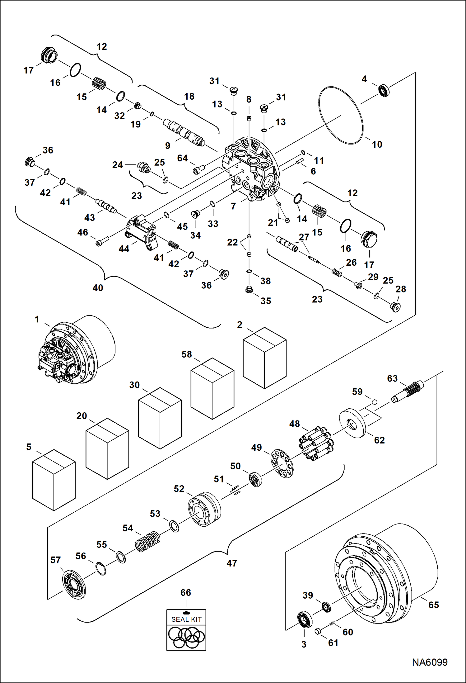 Схема запчастей Bobcat E25 - TRAVEL MOTOR (Assy) HYDRAULIC SYSTEM