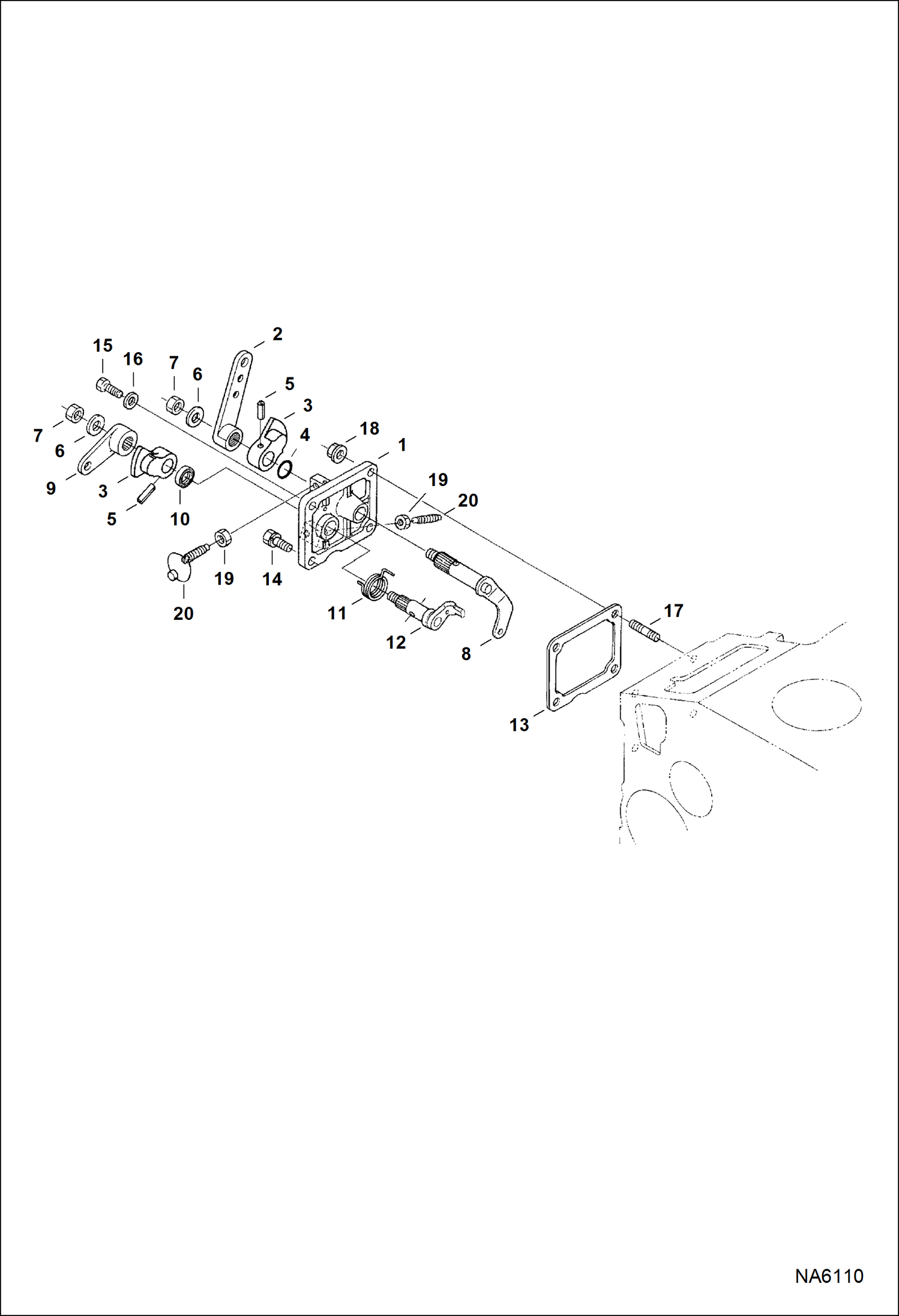 Схема запчастей Bobcat E26 - SPEED CONTROL PLATE POWER UNIT