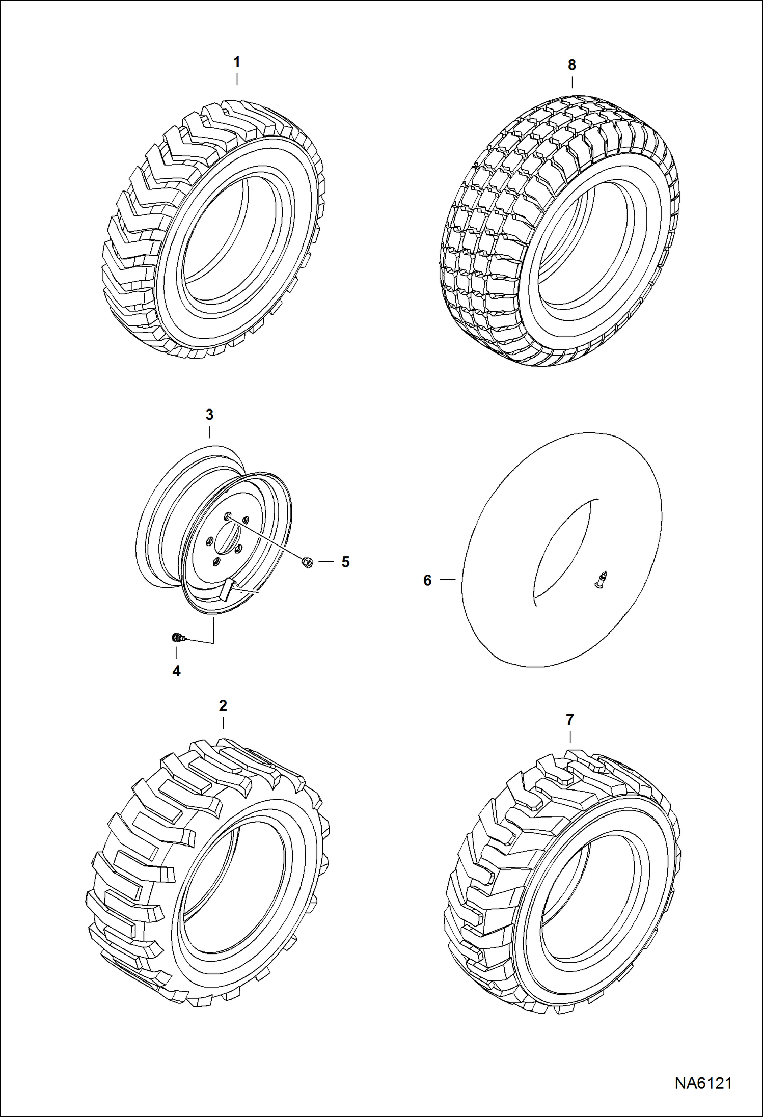 Схема запчастей Bobcat 400s - TIRES & RIMS ACCESSORIES & OPTIONS