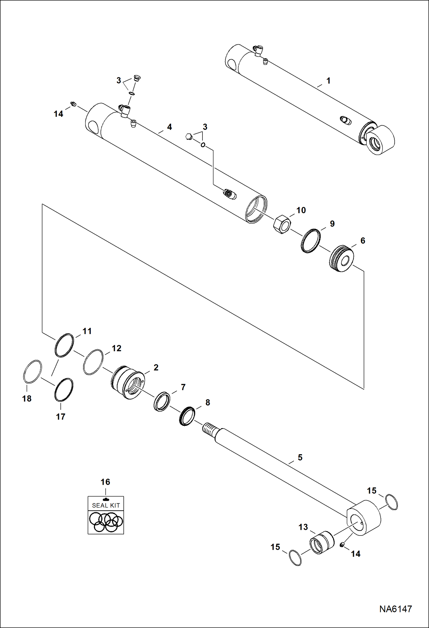 Схема запчастей Bobcat E55 - BUCKET CYLINDER HYDRAULIC SYSTEM
