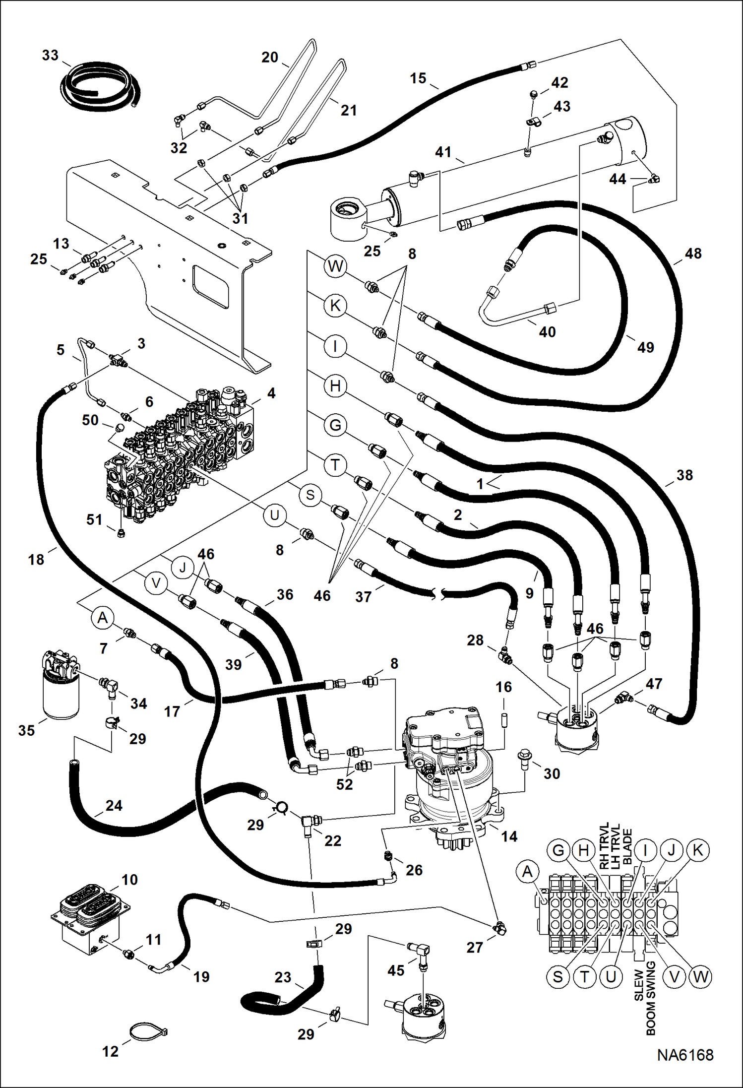 Схема запчастей Bobcat E55 - HYDRAULIC CIRCUITRY (Upper/Swing) HYDRAULIC SYSTEM