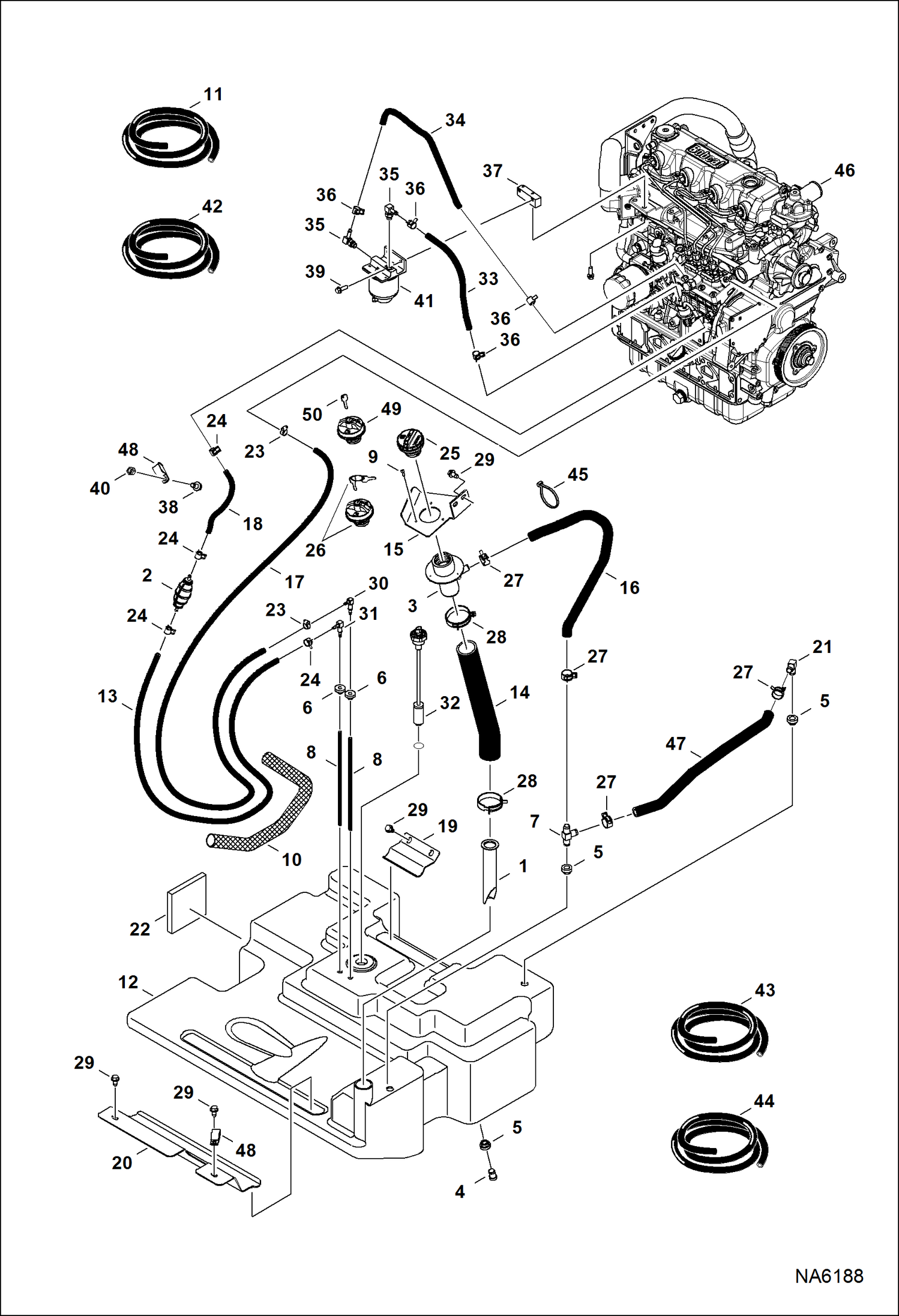 Схема запчастей Bobcat A-Series - ENGINE & ATTACHING PARTS (Fuel System) (S/N ASRW11001 - ) POWER UNIT